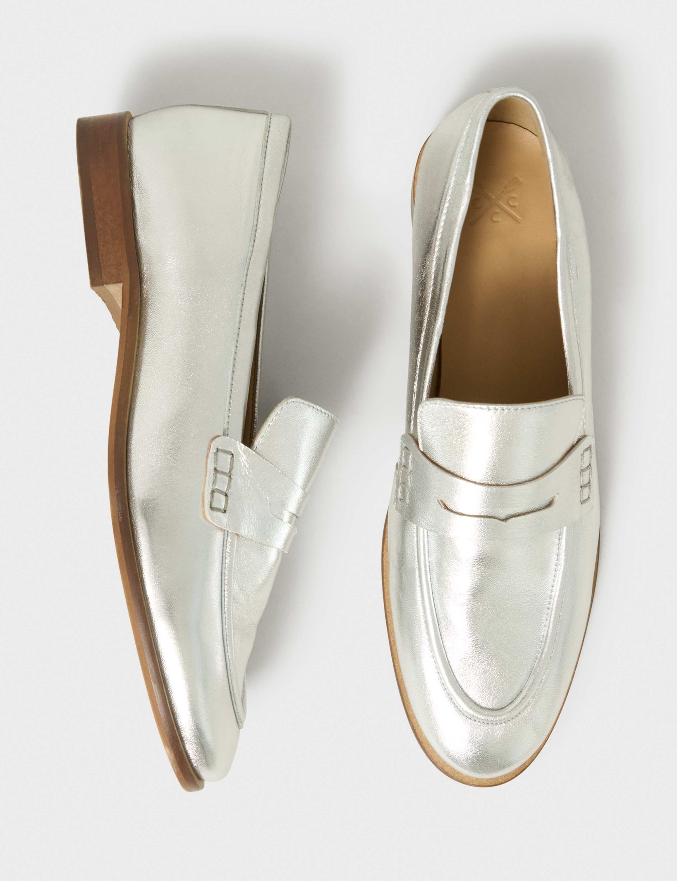 Leather Metallic Slip On Penny Loafers 2 of 4