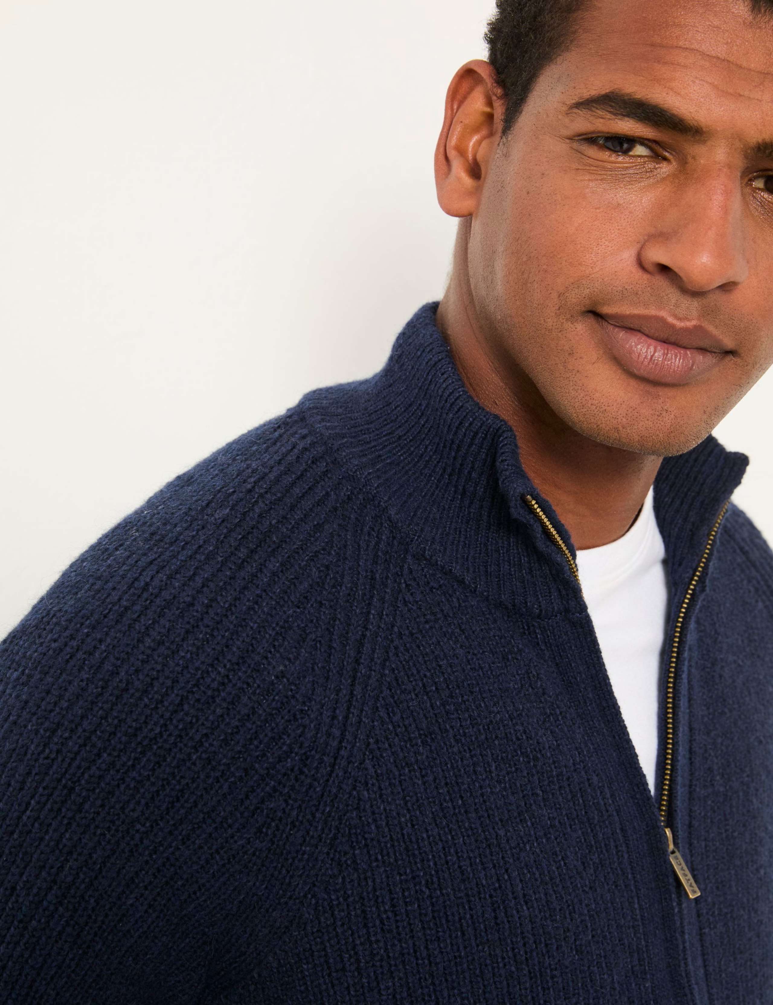 Cotton Rich Textured Zip Up Jumper 5 of 5