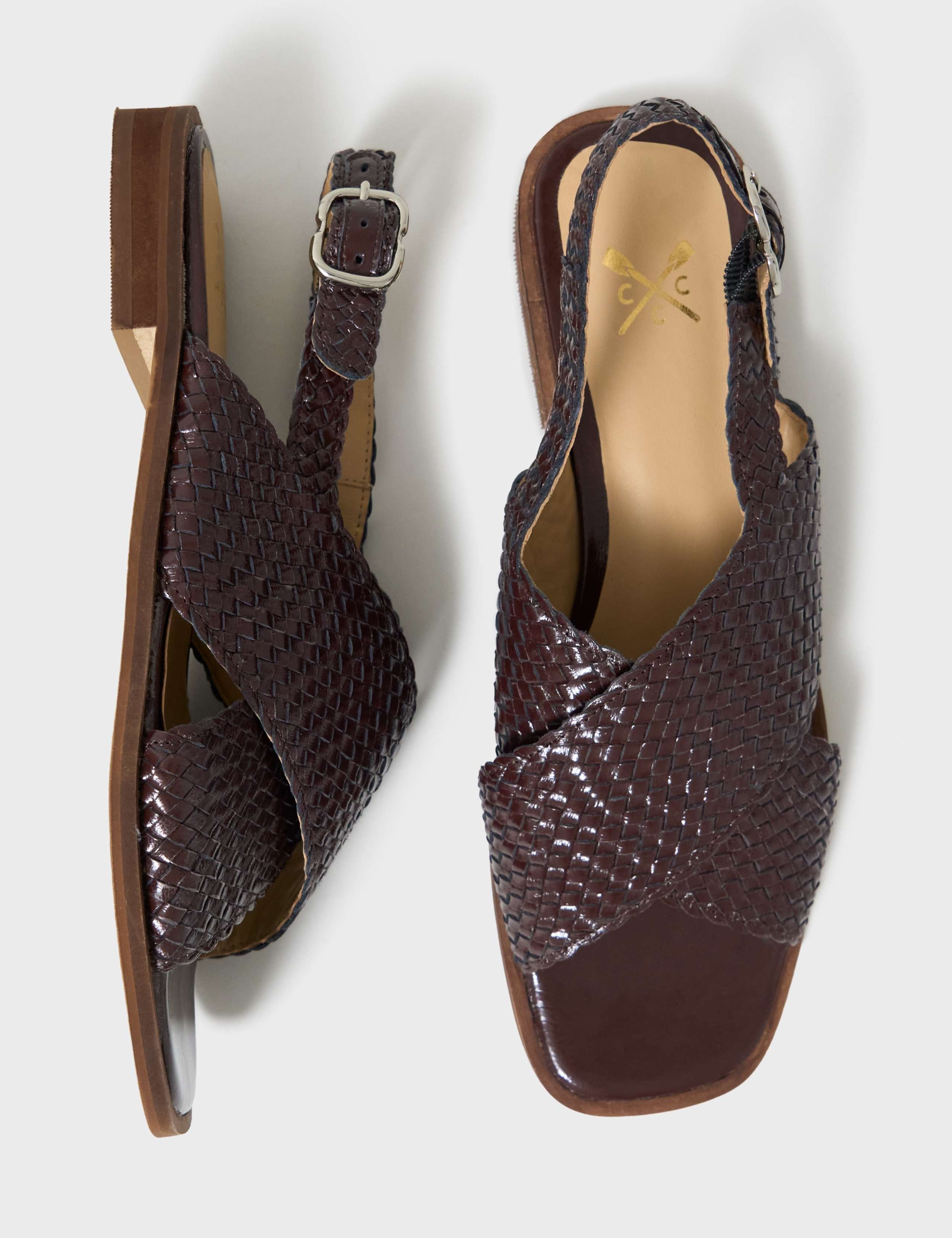 Leather Patent Woven Crossover Flat Sandals 2 of 4