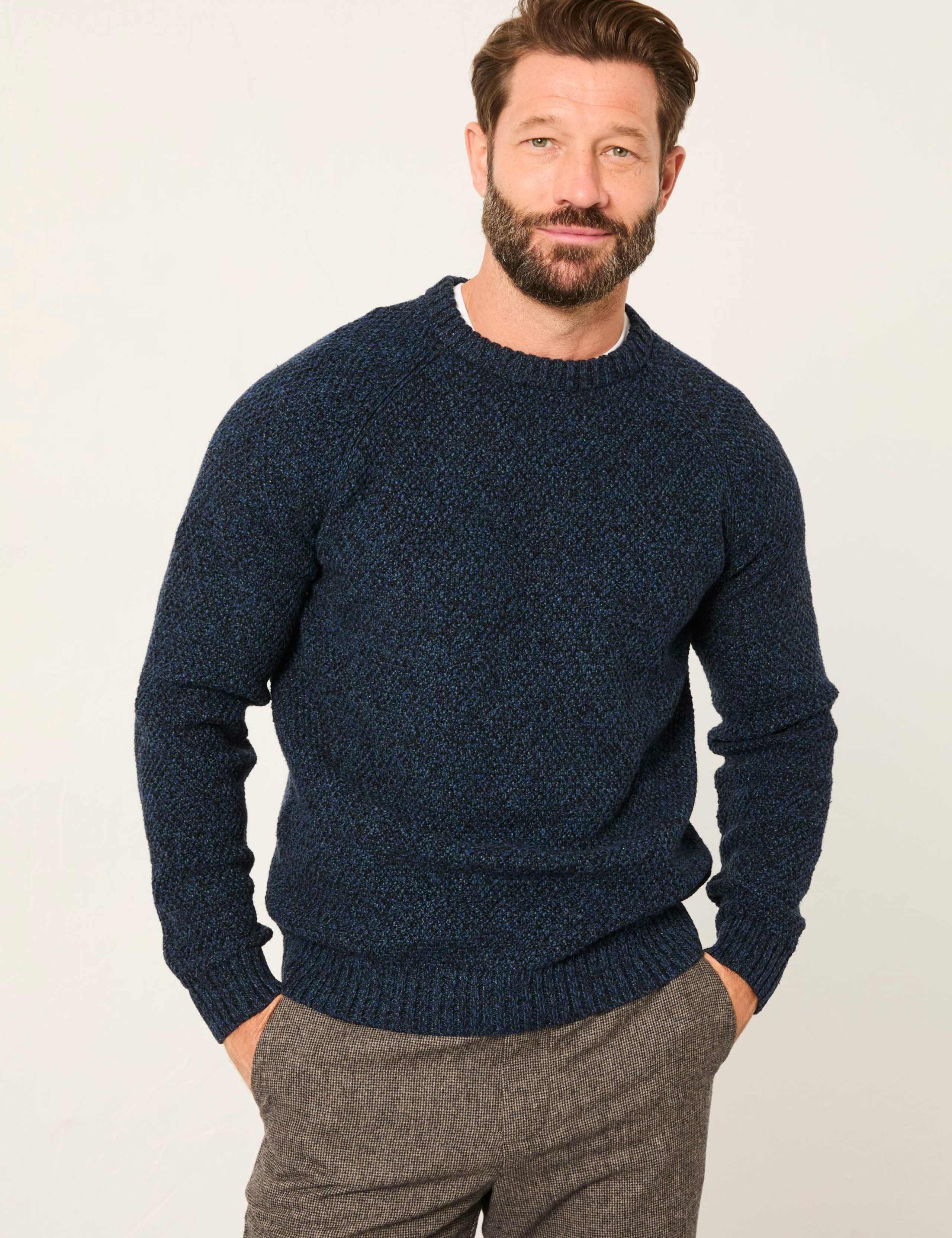Cotton Rich Textured Jumper with Wool 1 of 5
