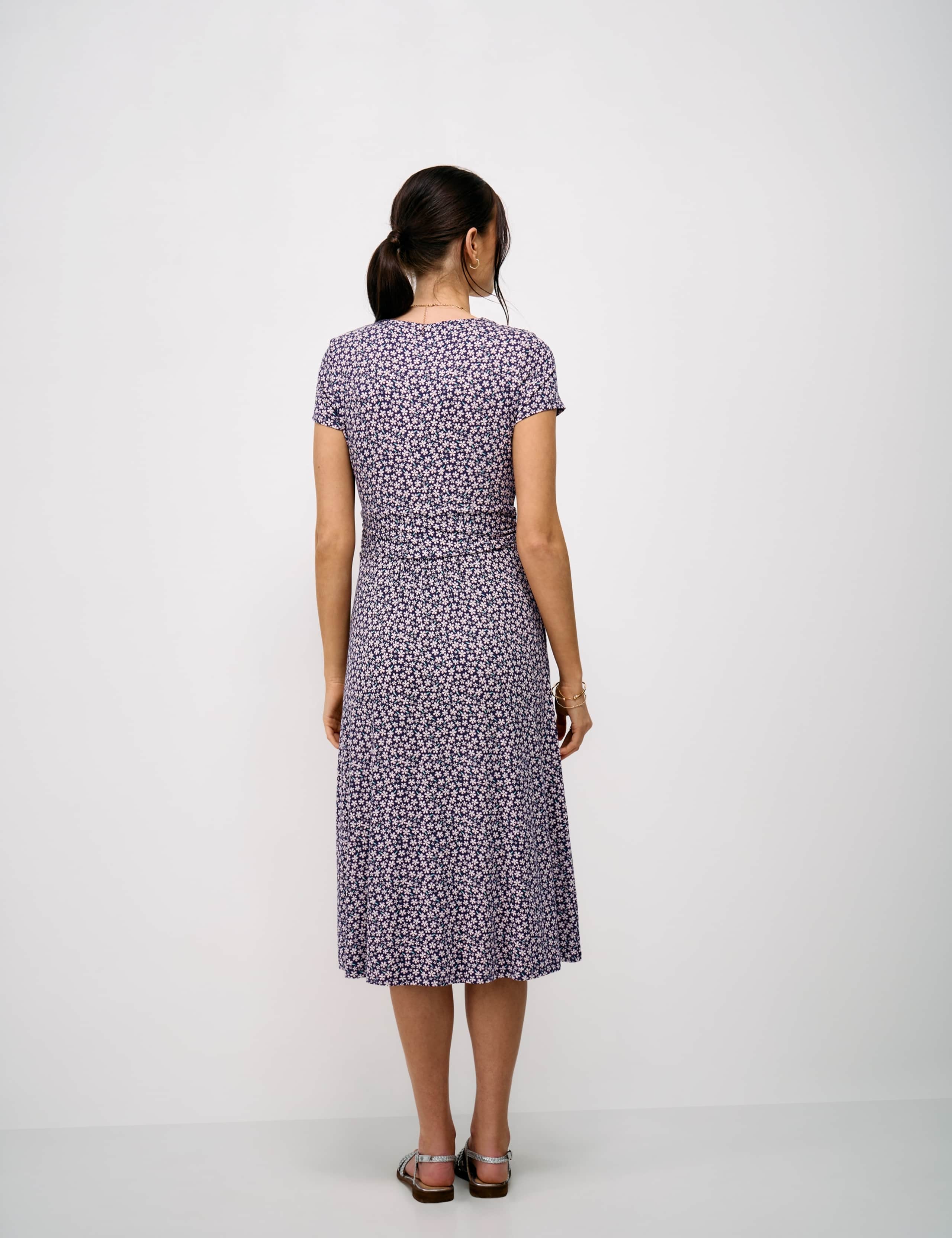 Jersey Floral Ruched Midi Skater Dress 5 of 5