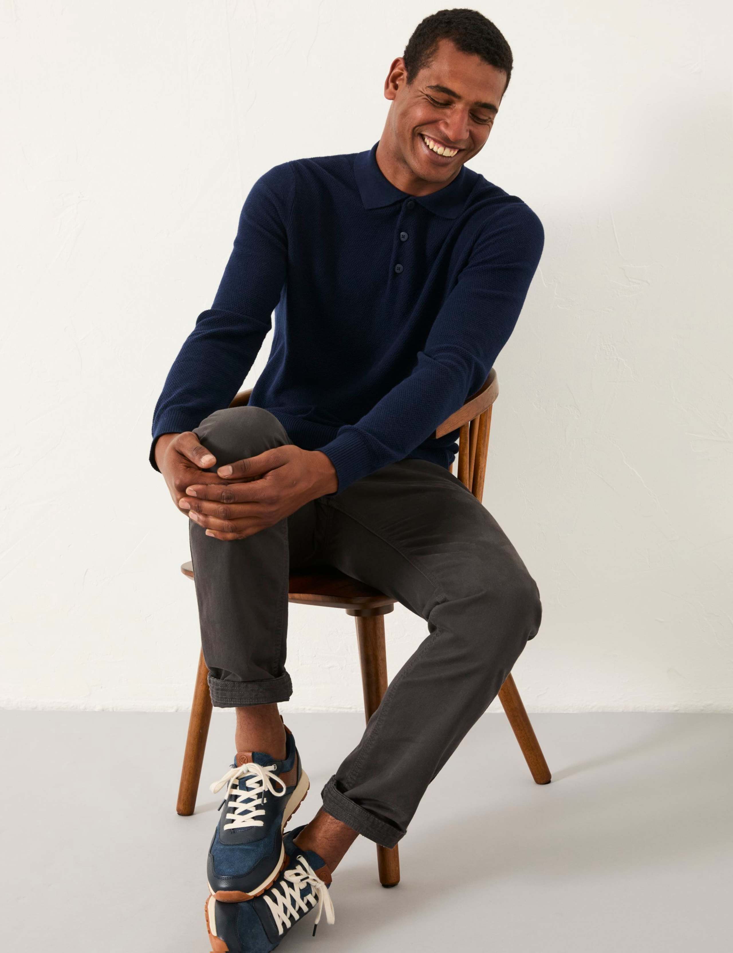Cotton Rich Textured Long Sleeve Polo Shirt 3 of 5