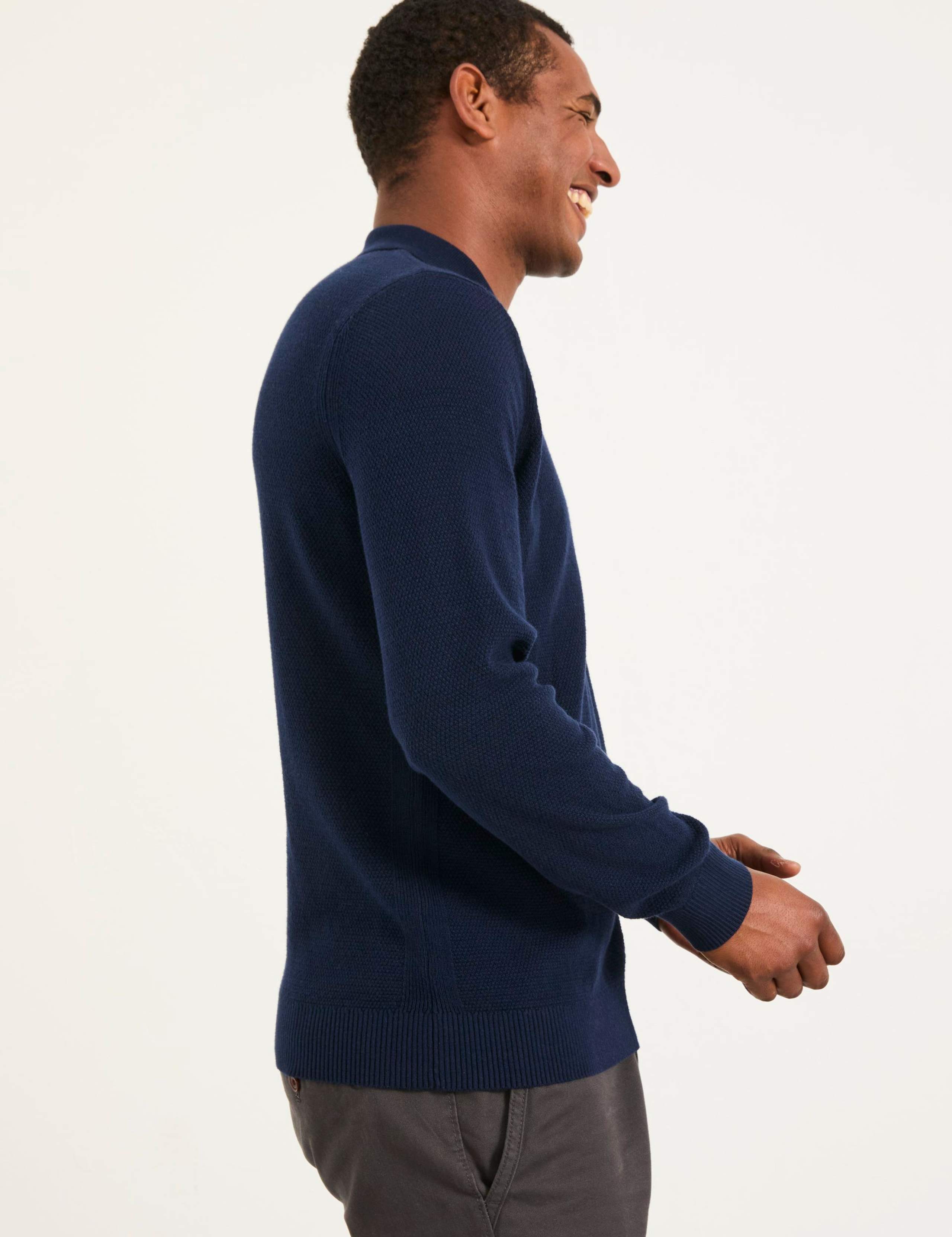 Cotton Rich Textured Long Sleeve Polo Shirt 4 of 5