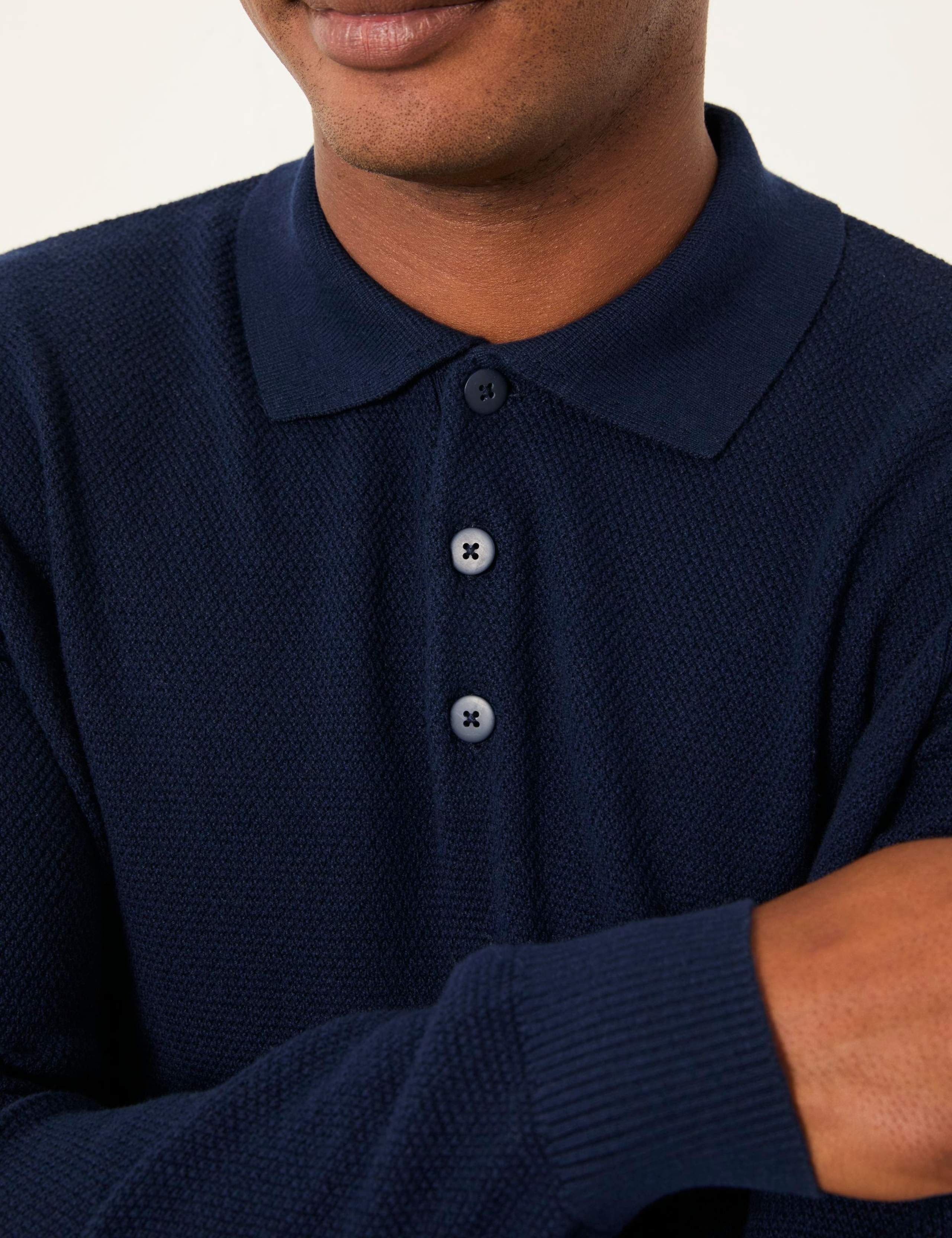 Cotton Rich Textured Long Sleeve Polo Shirt 5 of 5