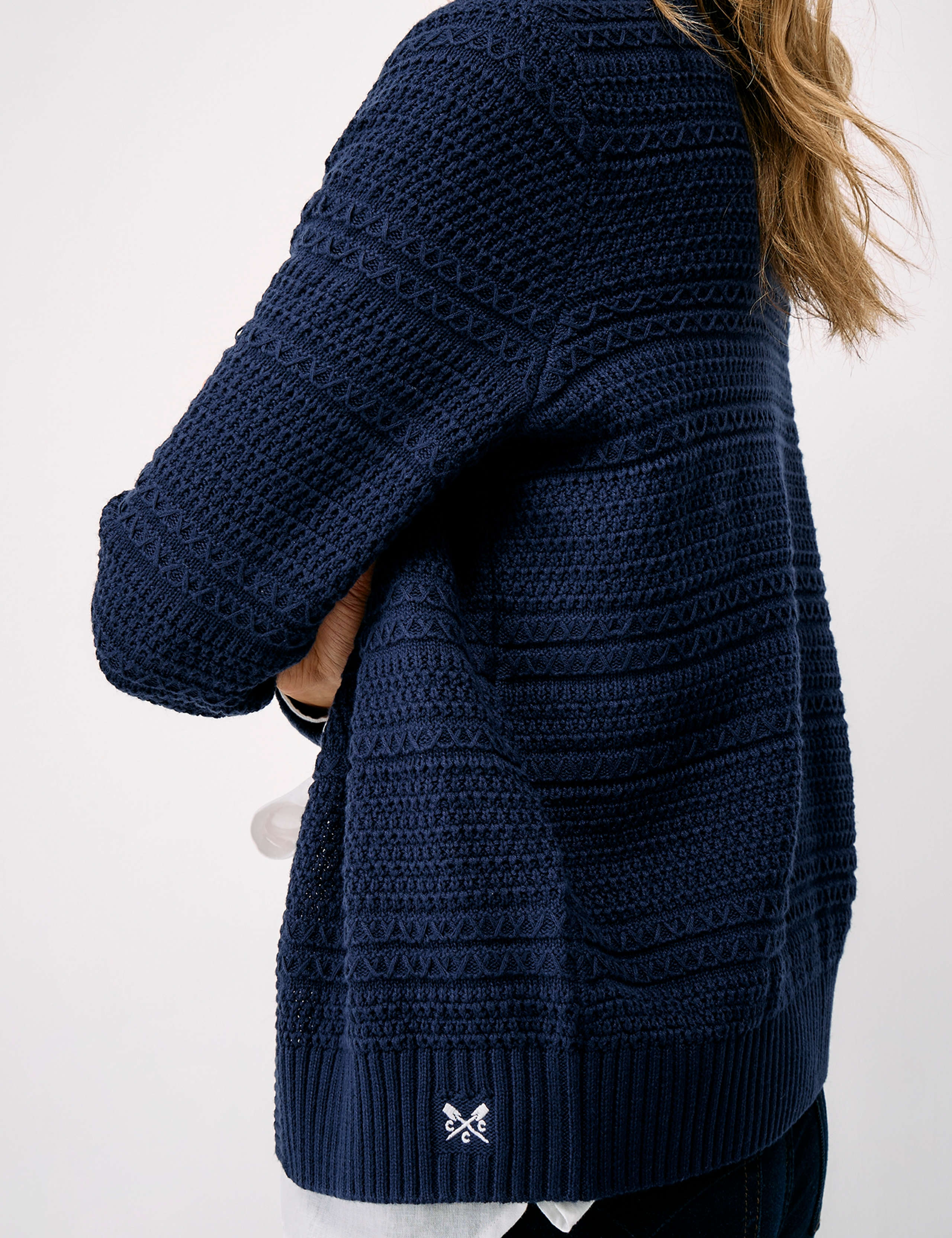 Cotton Rich Textured Edge to Edge Cardigan 5 of 5