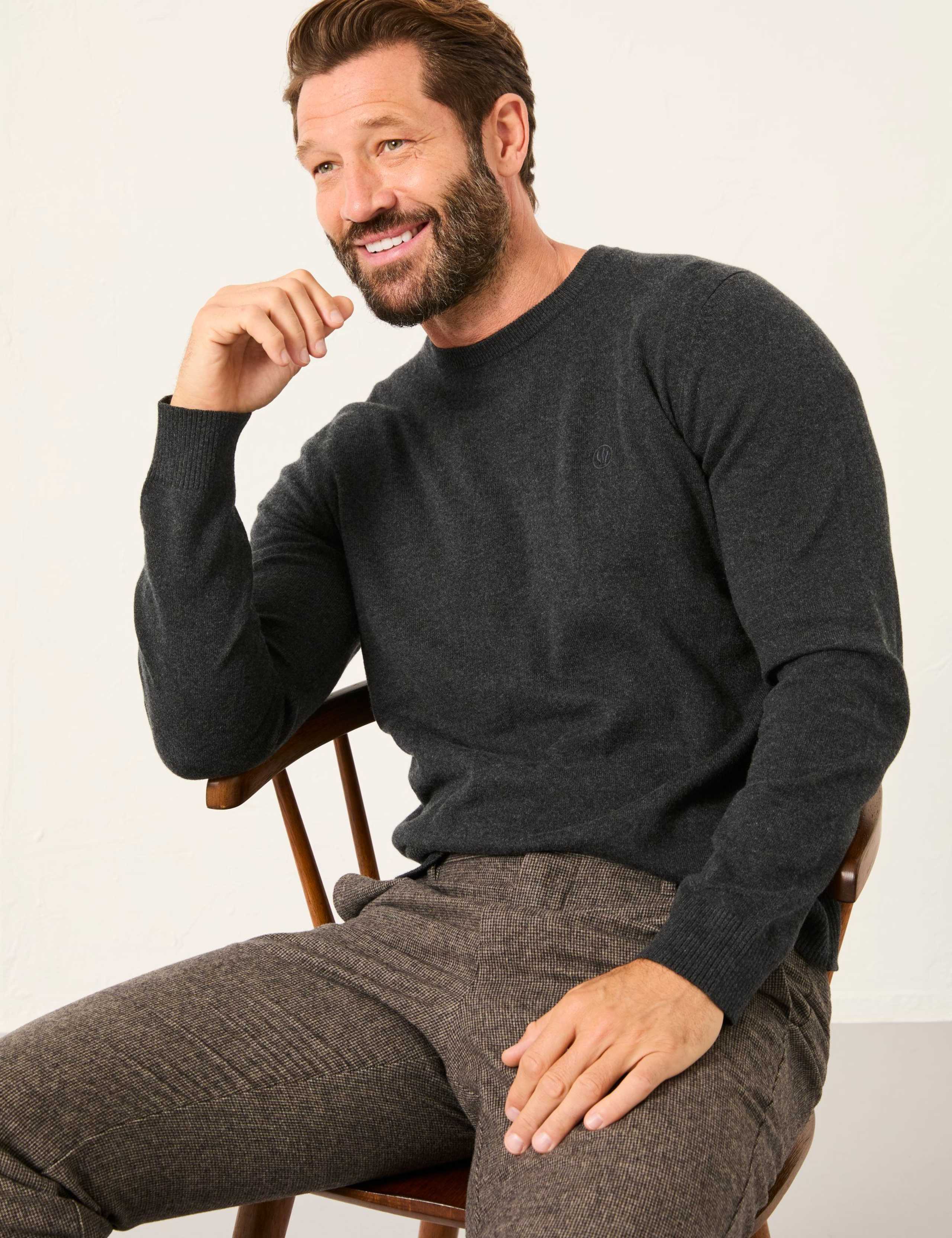 Cotton Rich Knitted Crew Neck Jumper 1 of 5