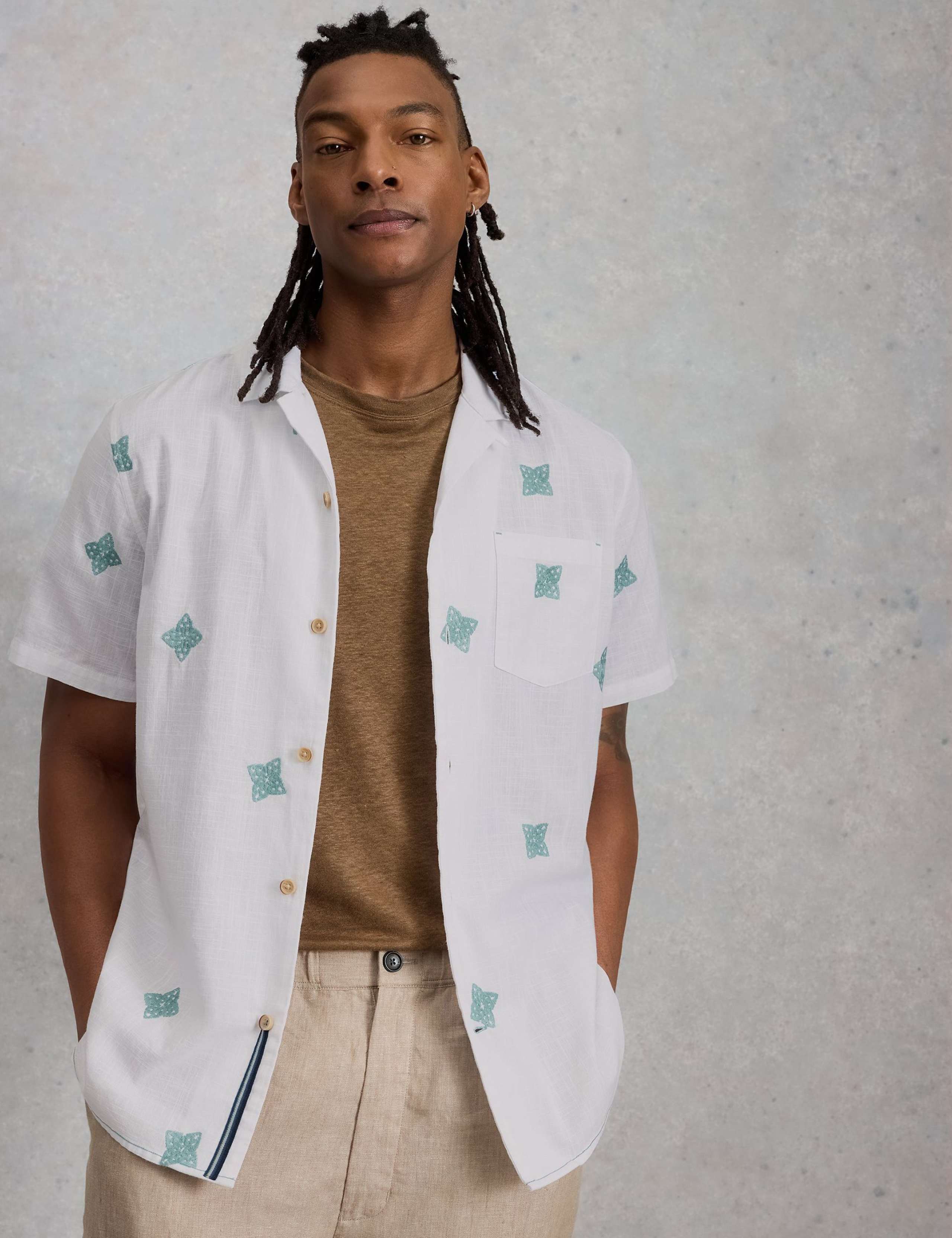 Pure Cotton Embroidered Short Sleeve Shirt 3 of 6