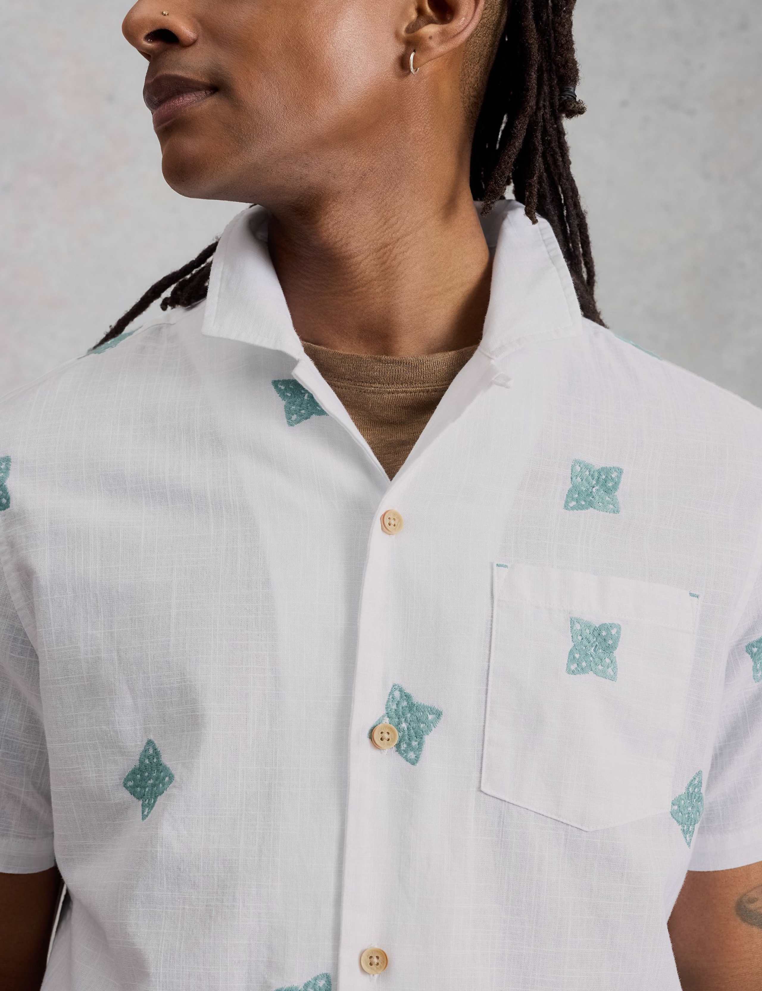 Pure Cotton Embroidered Short Sleeve Shirt 5 of 6
