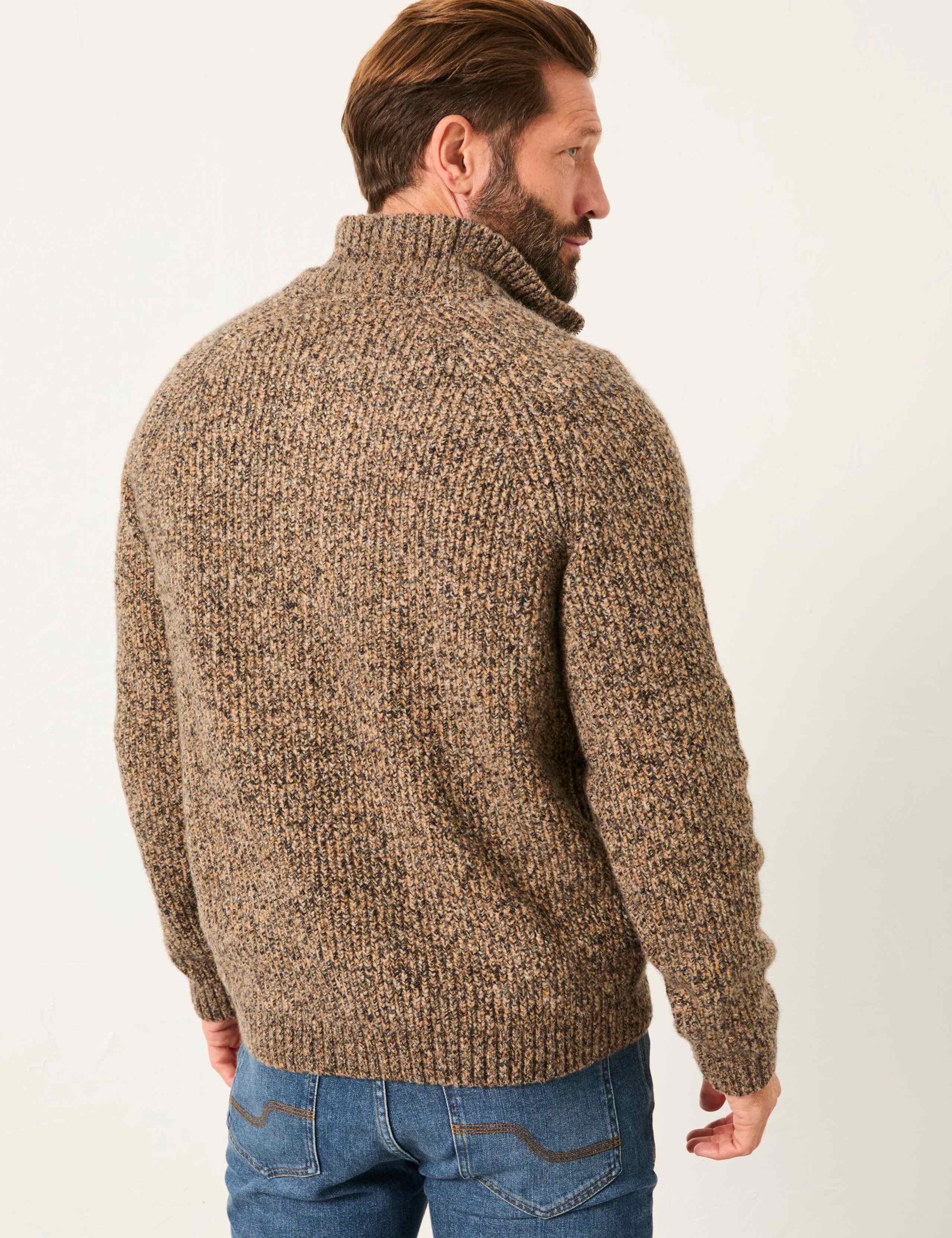 Merino Wool Rich Textured Half Zip Jumper 3 of 5
