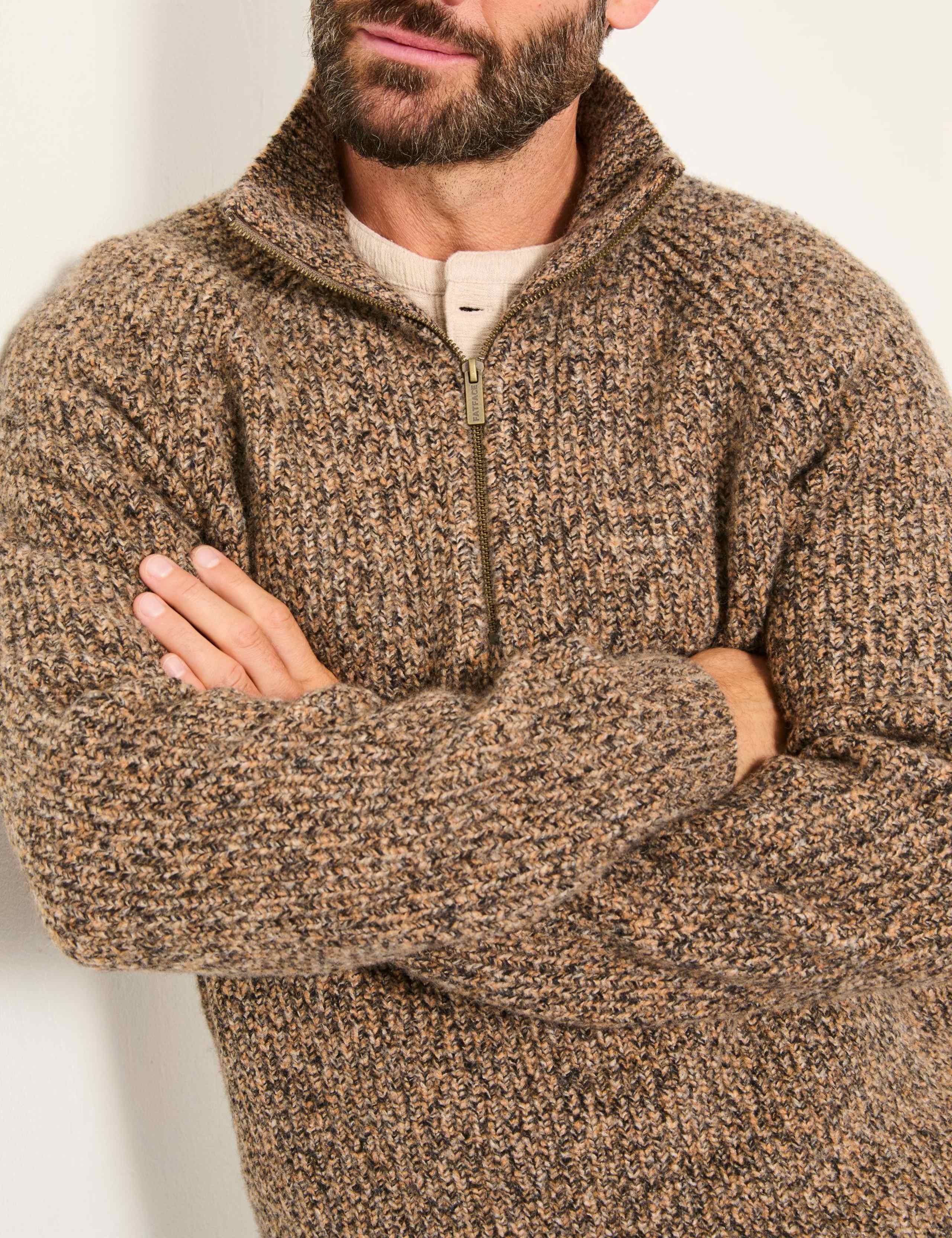 Merino Wool Rich Textured Half Zip Jumper 4 of 5