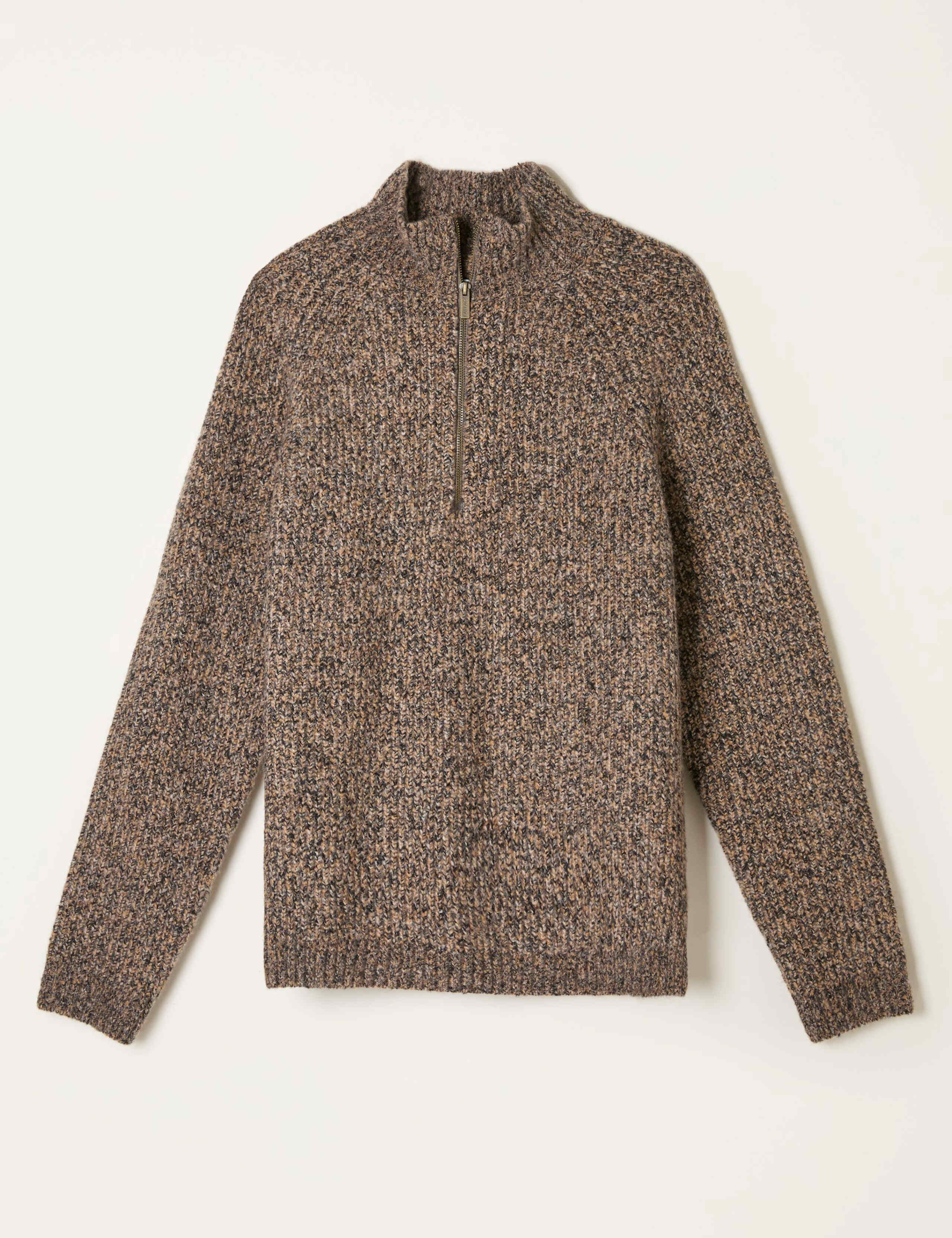 Merino Wool Rich Textured Half Zip Jumper 2 of 5