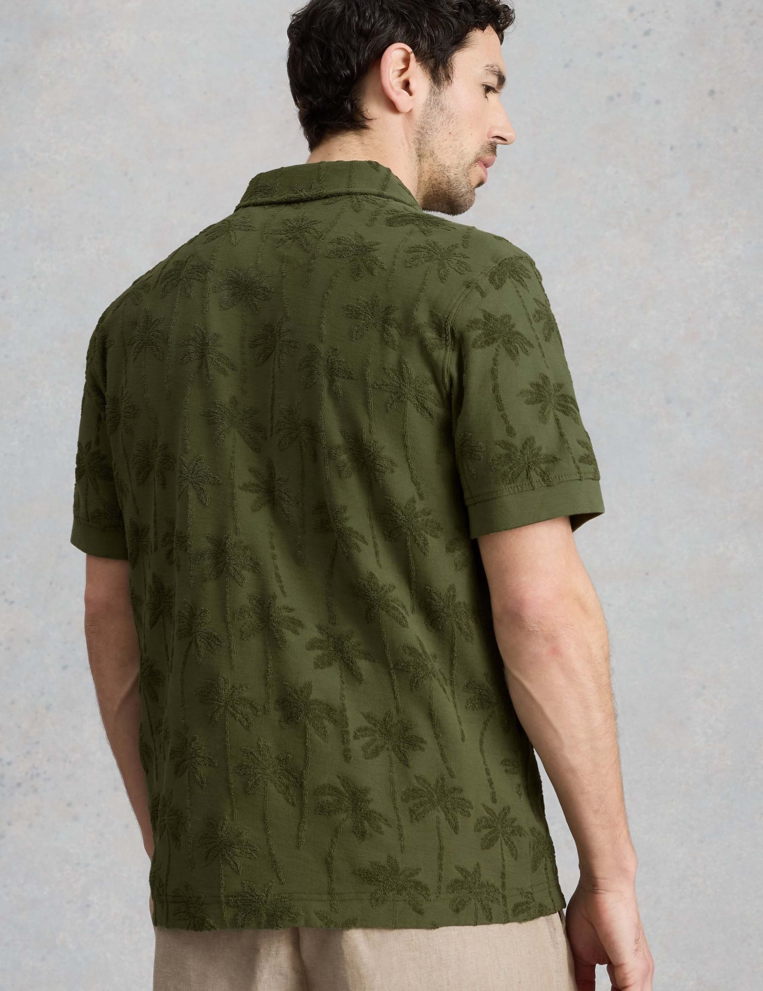 Pure Cotton Towelling Palm Print Polo Shirt 4 of 6