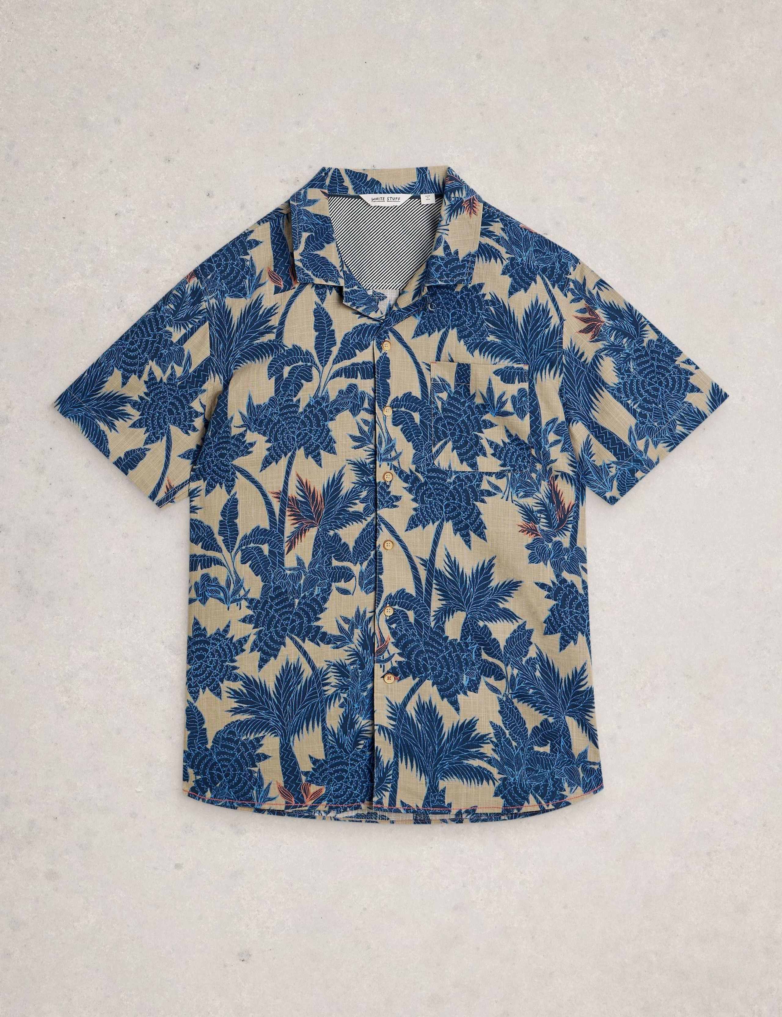 Pure Cotton Palm Print Short Sleeve Shirt 2 of 6