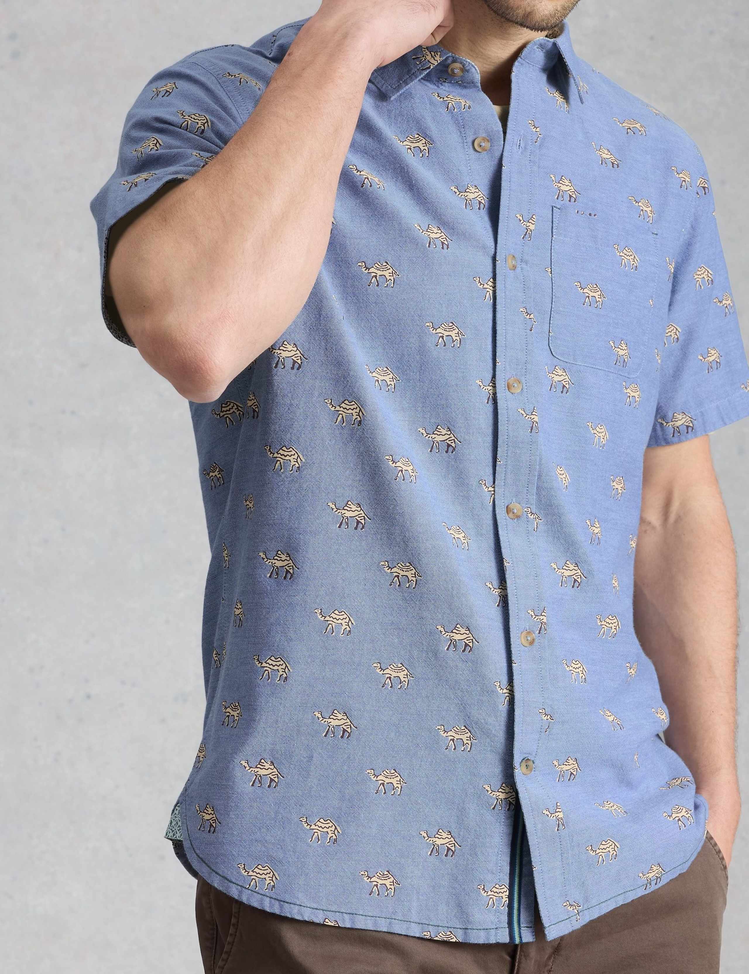 Pure Cotton Camel Print Short Sleeve Shirt 4 of 6