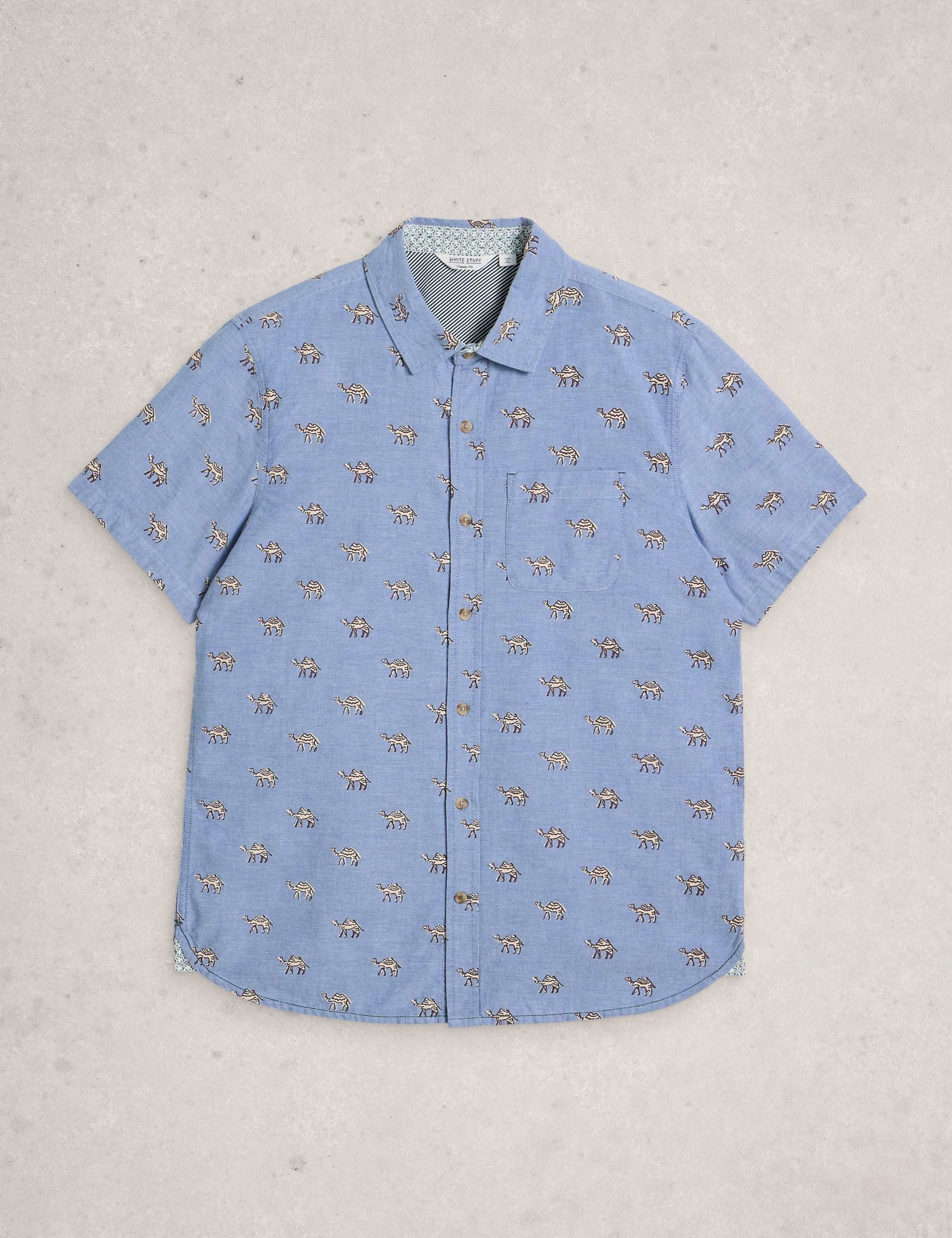 Pure Cotton Camel Print Short Sleeve Shirt 2 of 6