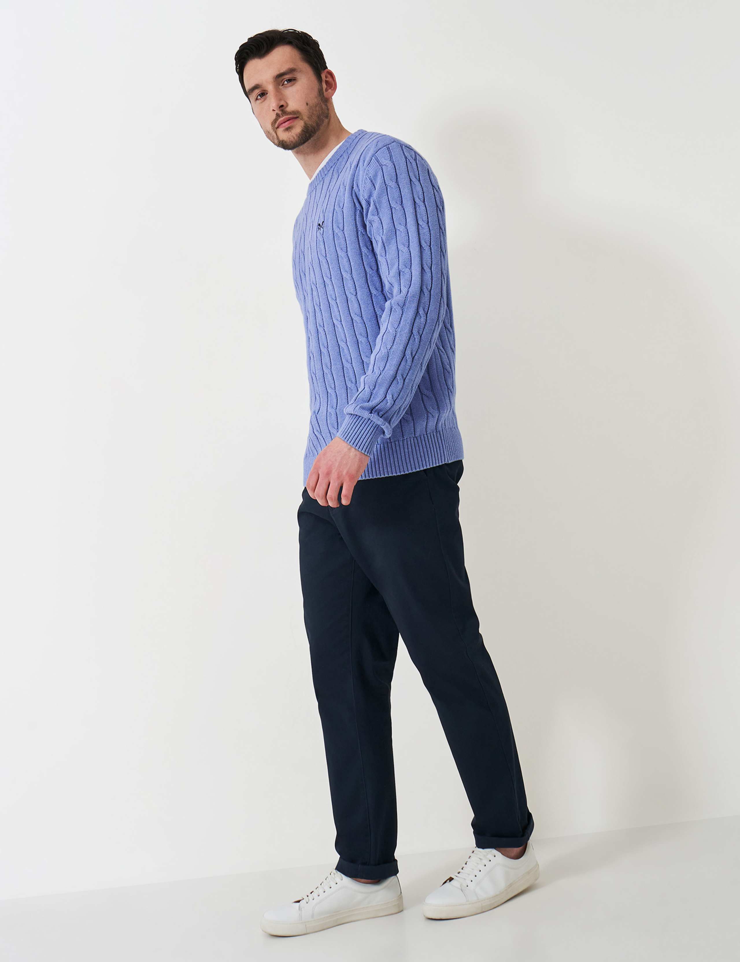 Pure Cotton Cable Knit Crew Neck Jumper 3 of 5