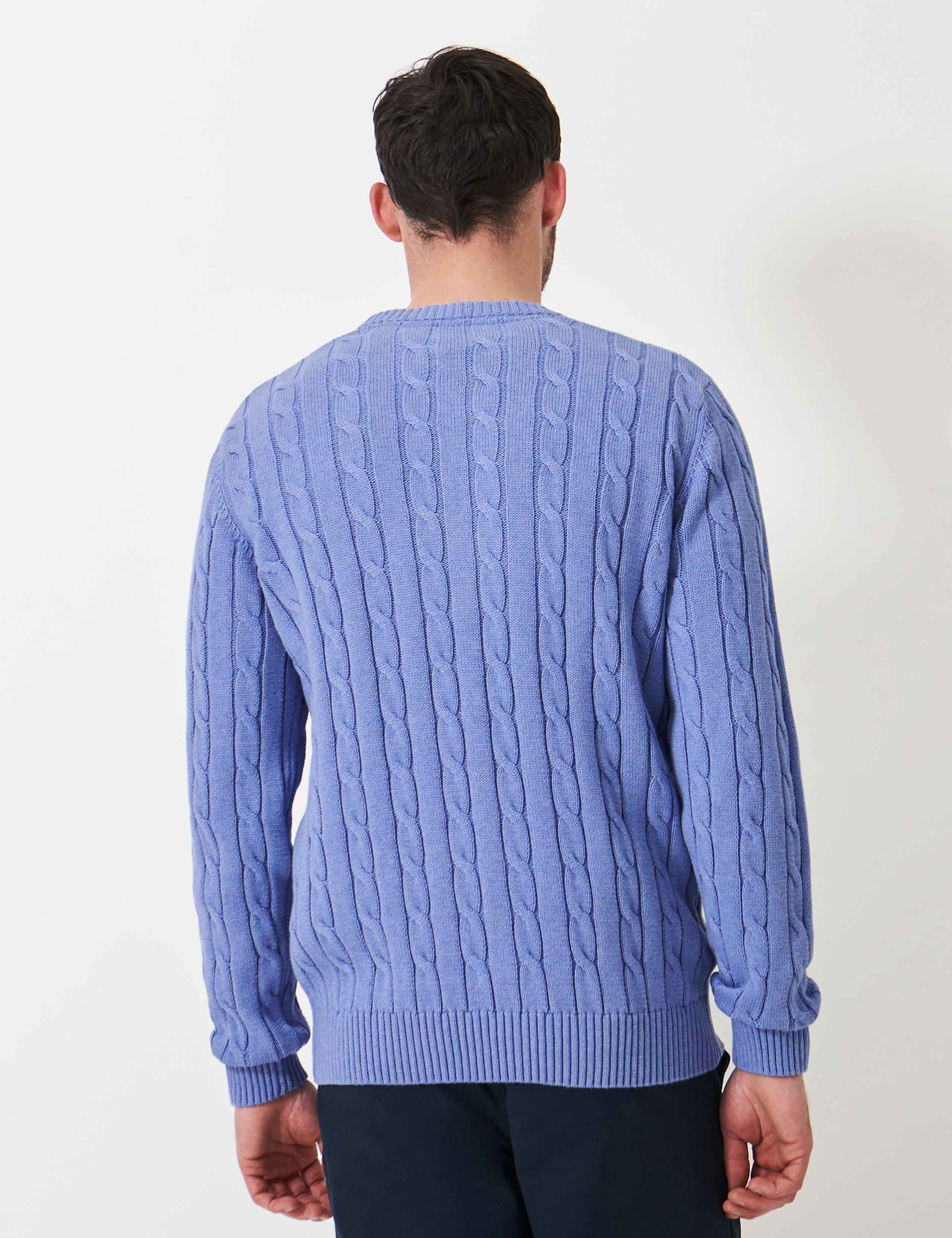 Pure Cotton Cable Knit Crew Neck Jumper 4 of 5