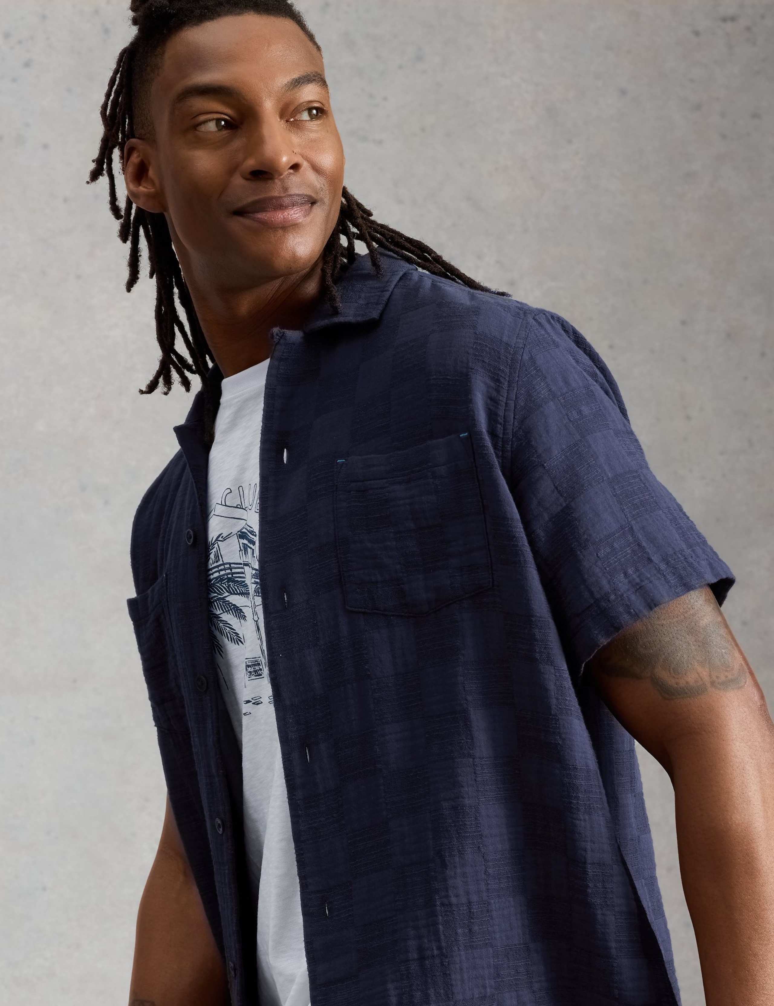 Pure Cotton Checked Short Sleeve Shirt 5 of 6