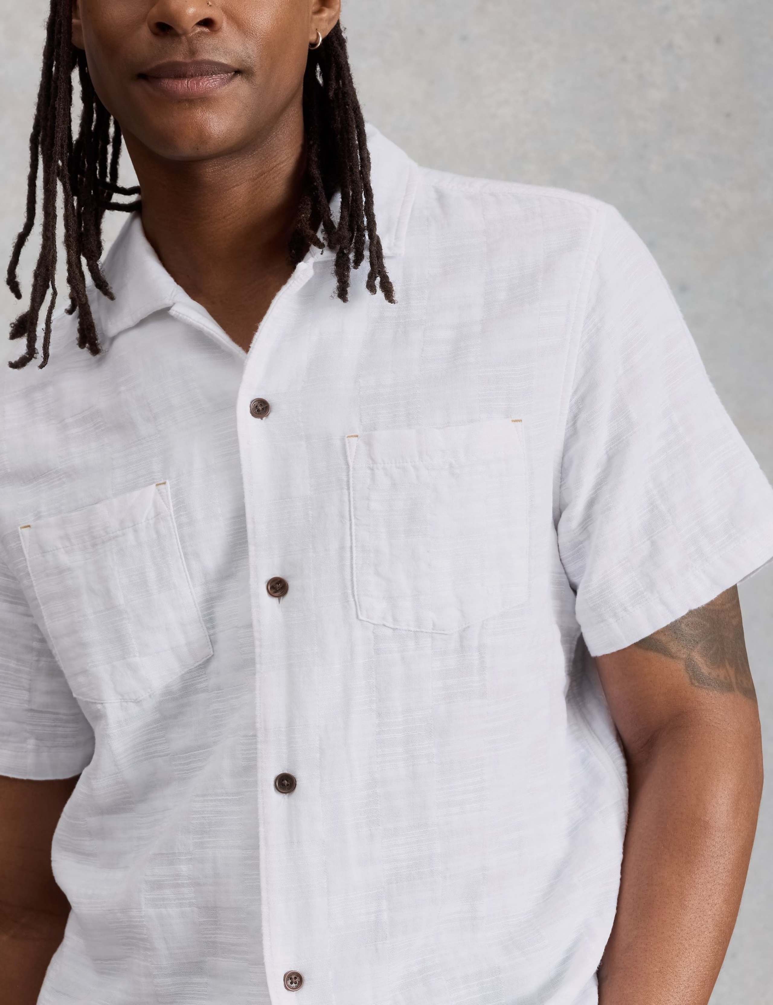 Pure Cotton Checked Short Sleeve Shirt 4 of 6