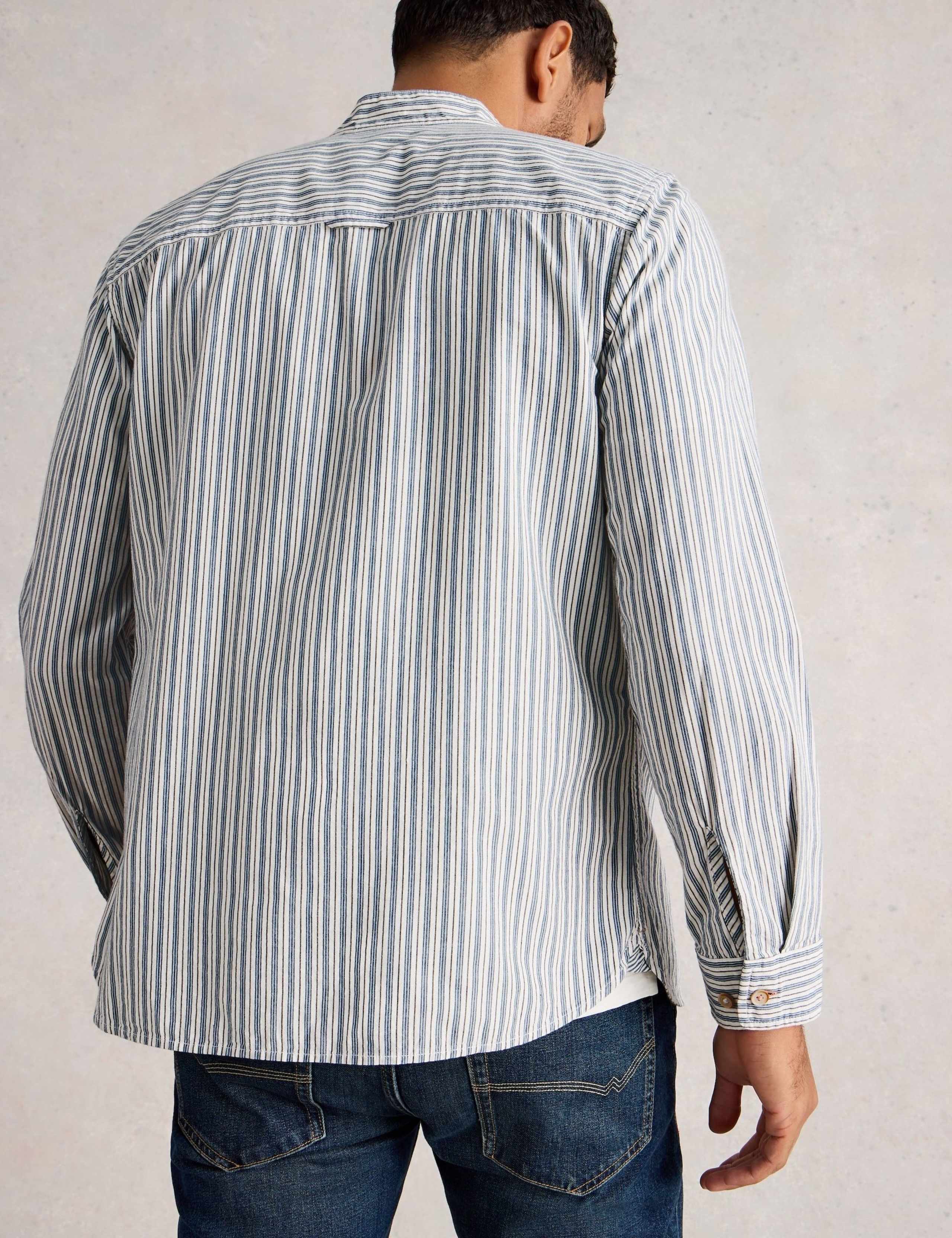 Regular Fit Pure Cotton Striped Grandad Shirt 5 of 6