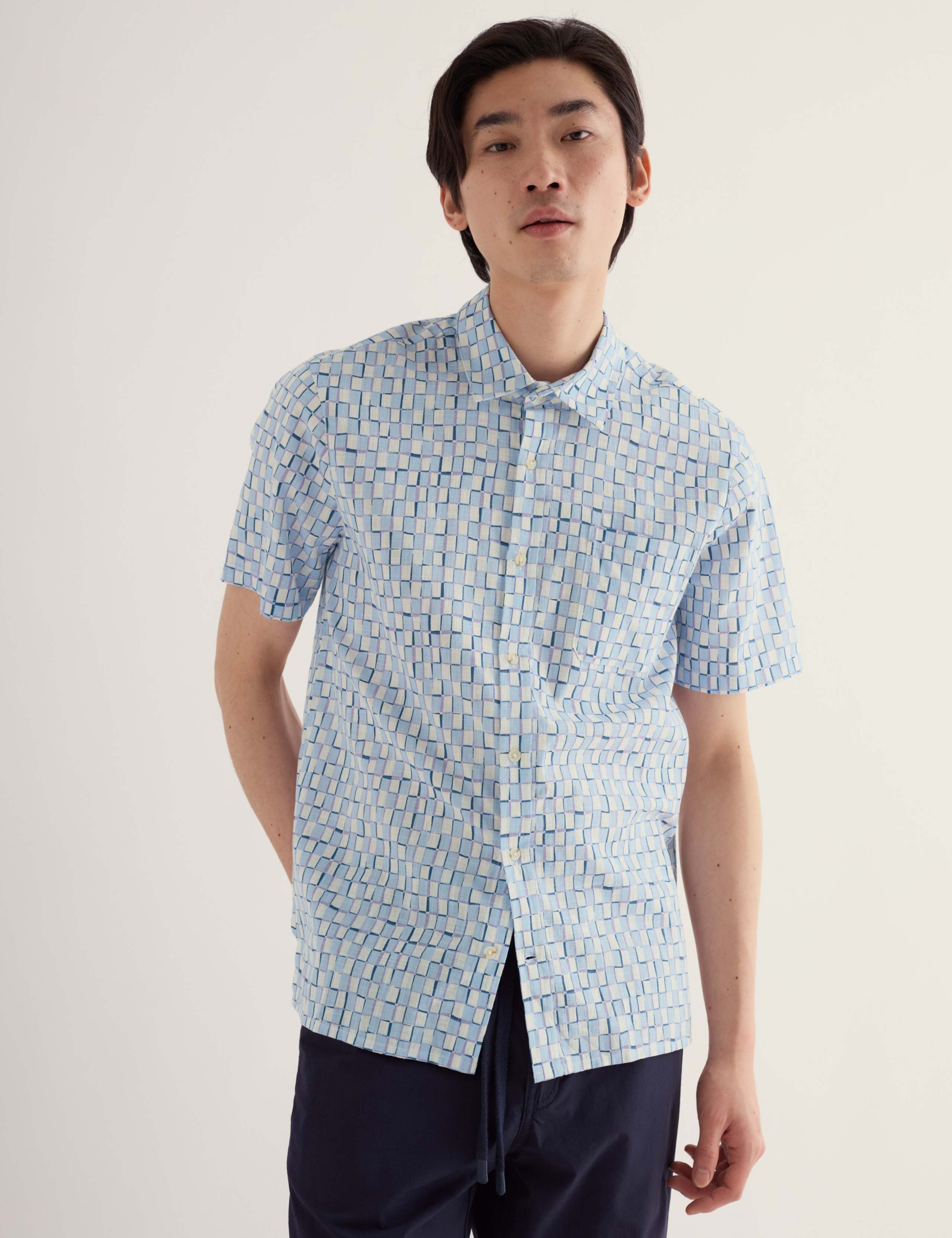 Pure Cotton Geometric Short Sleeve Shirt 1 of 5