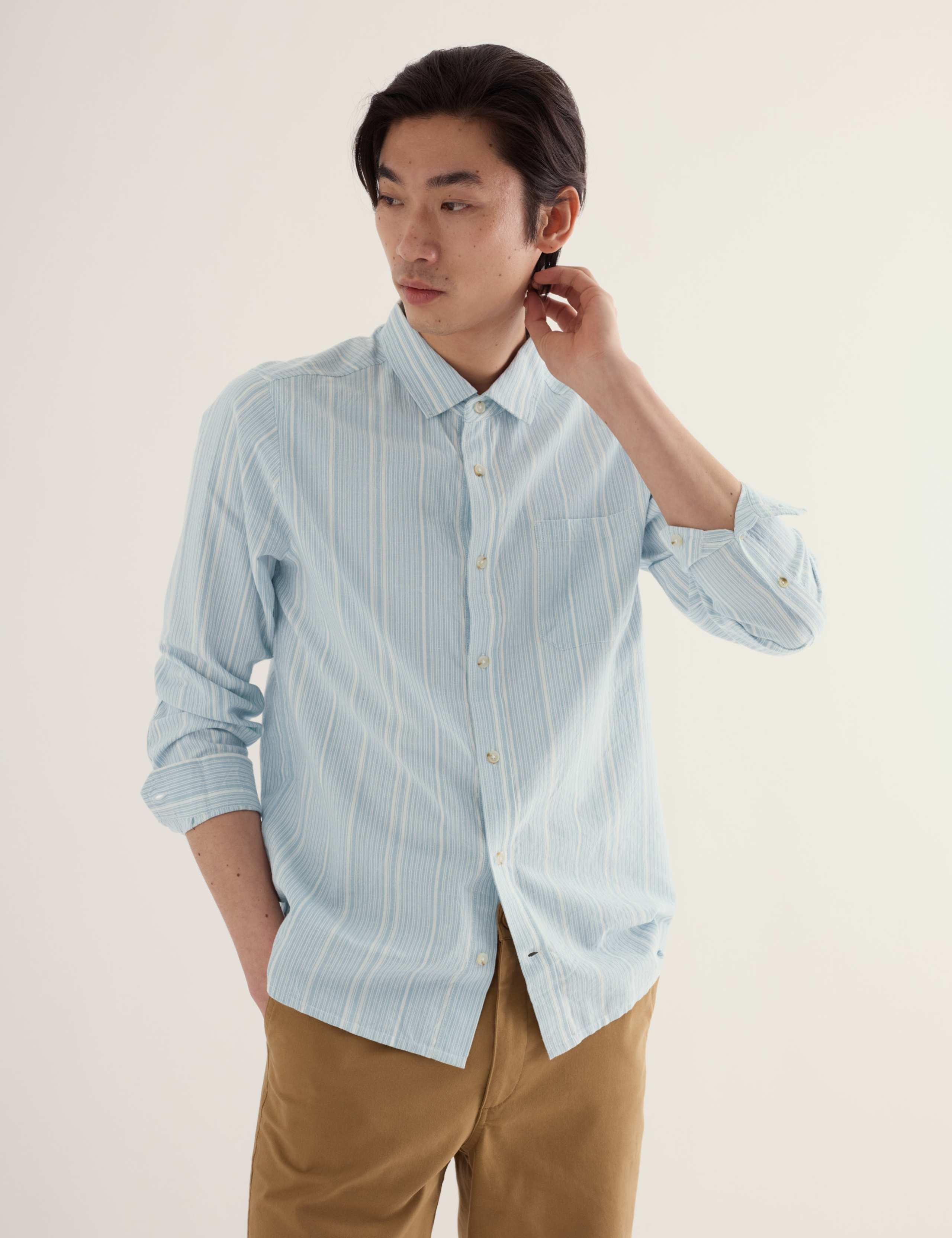 Relaxed Fit Cotton Linen Blend Oxford Shirt 1 of 5