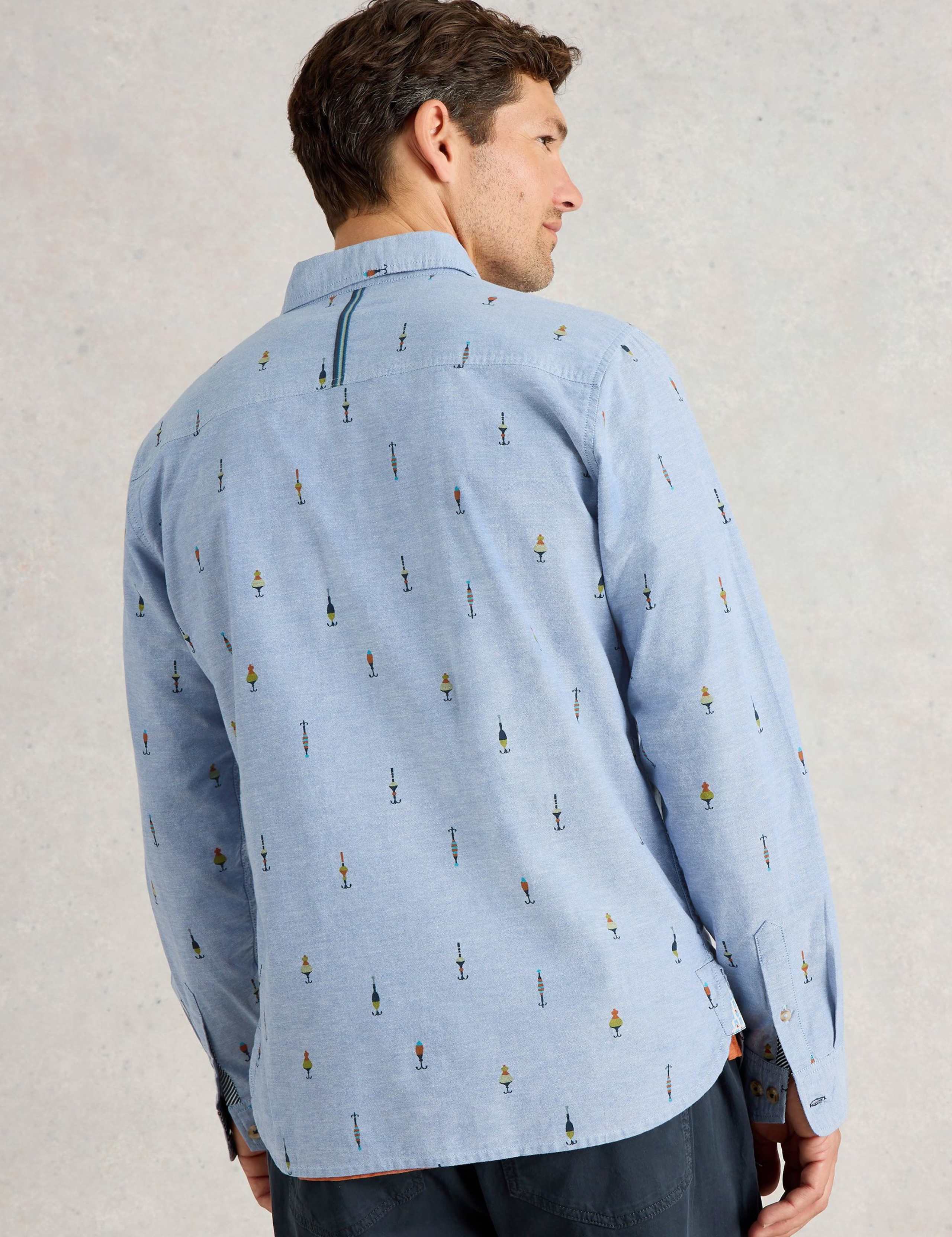 Regular Fit Pure Cotton Fishing Print Shirt 4 of 6