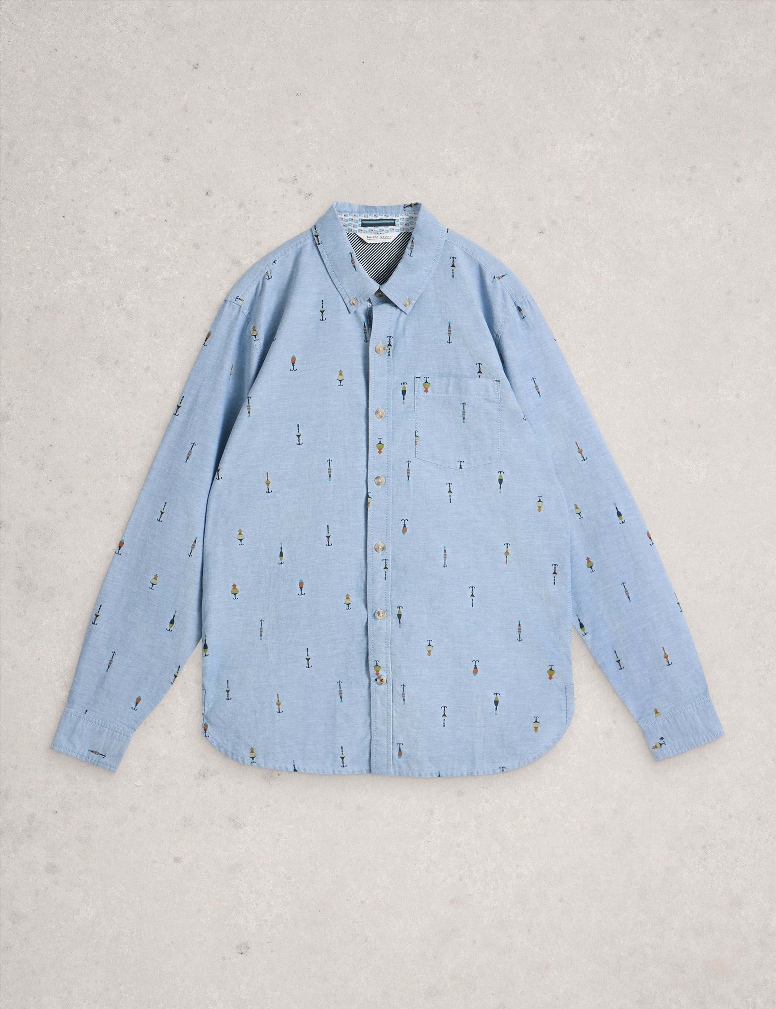 Regular Fit Pure Cotton Fishing Print Shirt 2 of 6