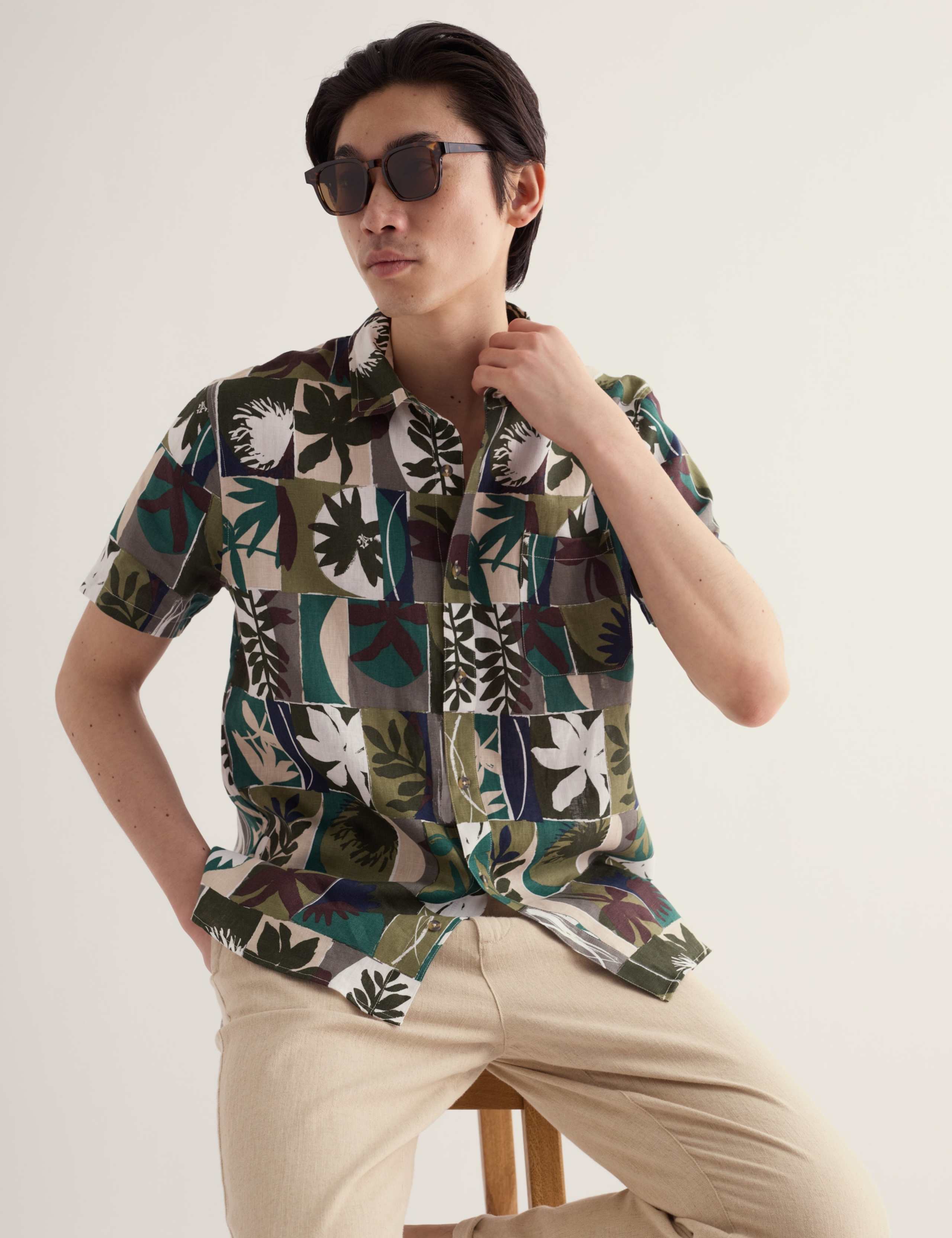 Pure Linen Printed Short Sleeve Shirt 3 of 6