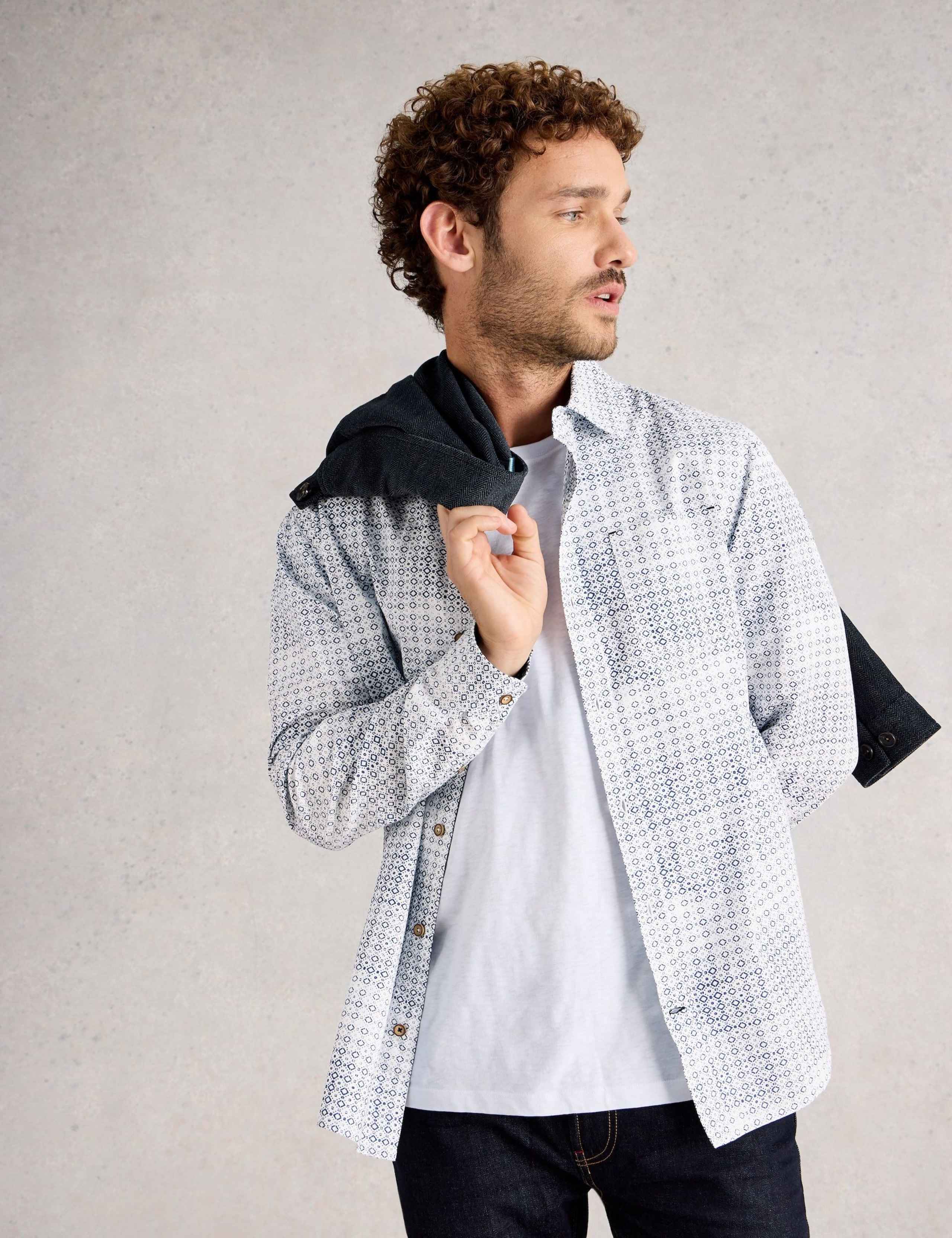 Regular Fit Pure Cotton Geometric Print Shirt 3 of 6
