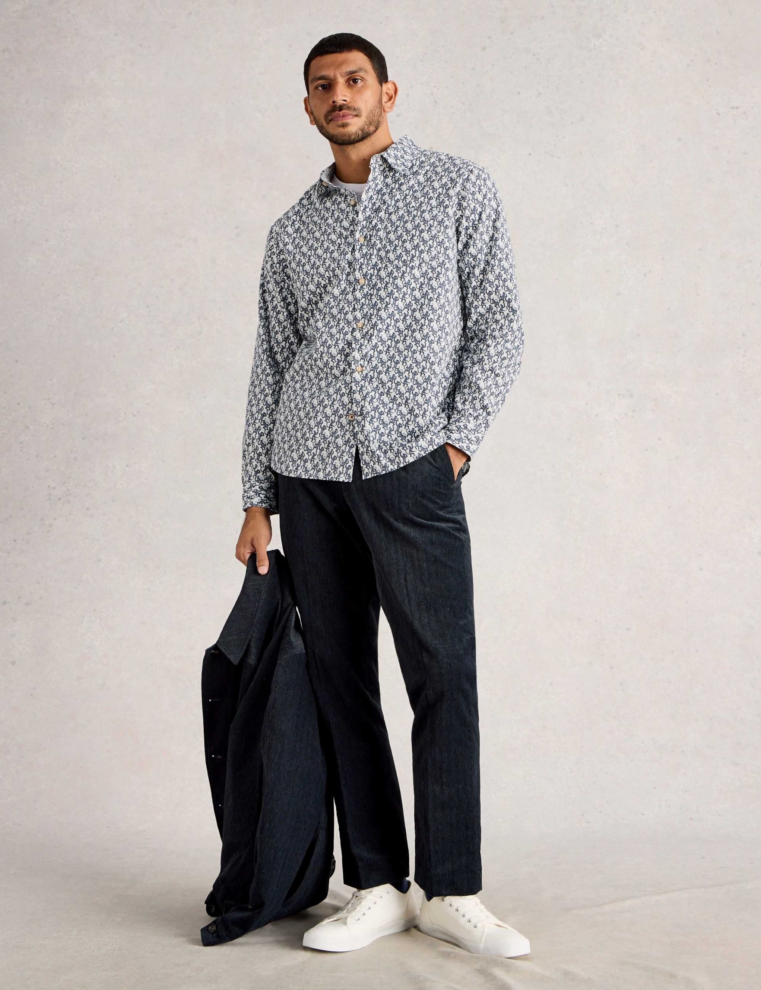 Regular Fit Pure Cotton Monkey Print Shirt 1 of 6