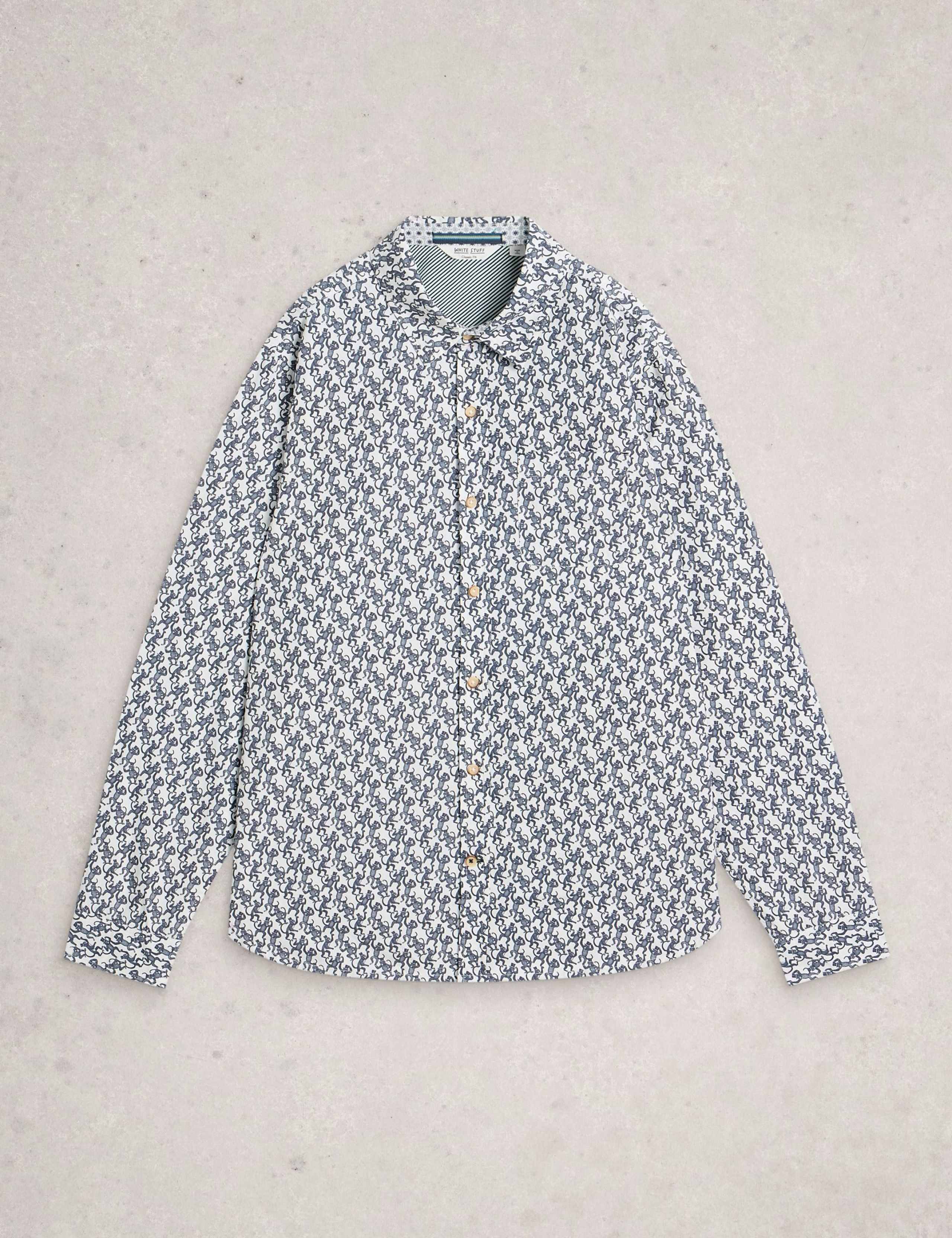 Regular Fit Pure Cotton Monkey Print Shirt 2 of 6