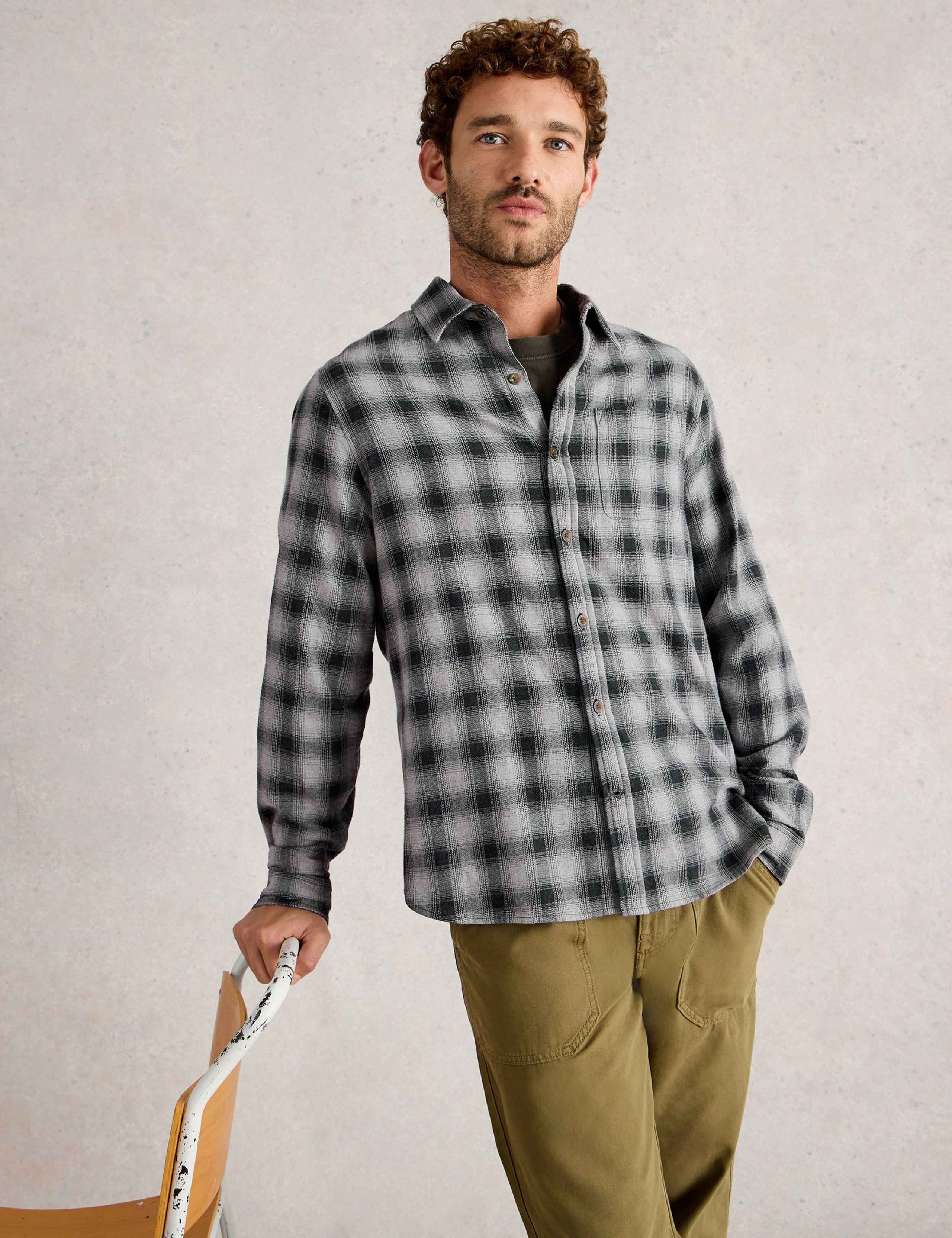 Regular Fit Pure Cotton Checked Overshirt 3 of 6
