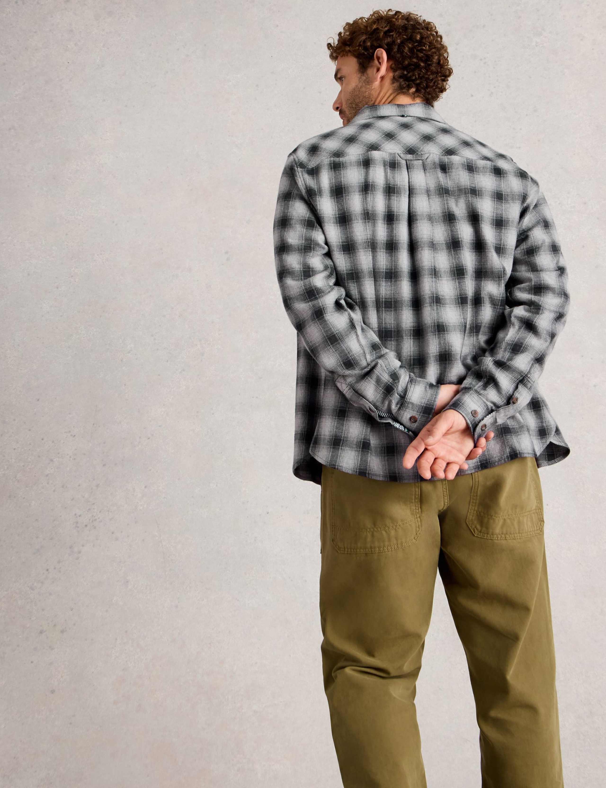 Regular Fit Pure Cotton Checked Overshirt 4 of 6