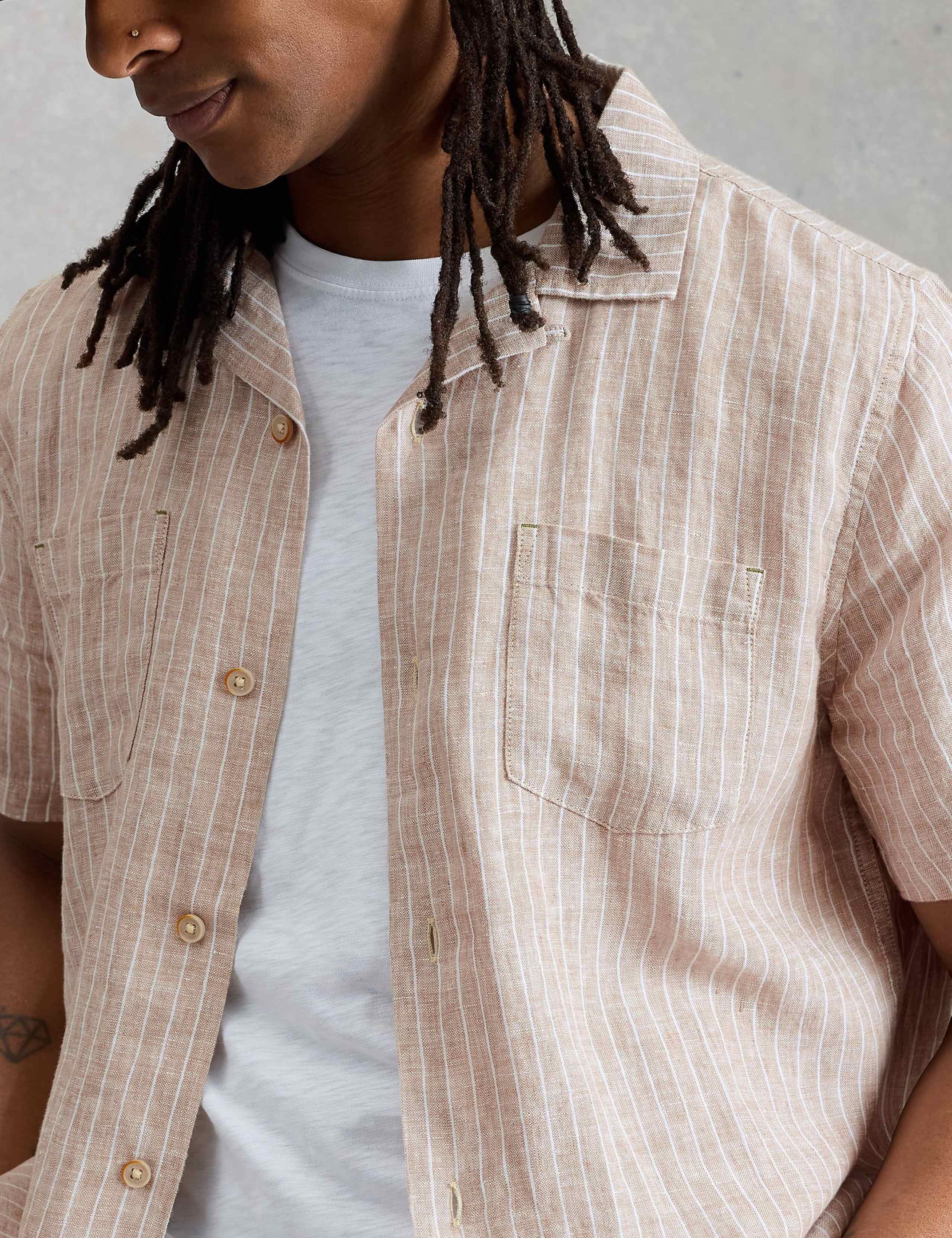 Pure Linen Striped Short Sleeve Shirt 4 of 6