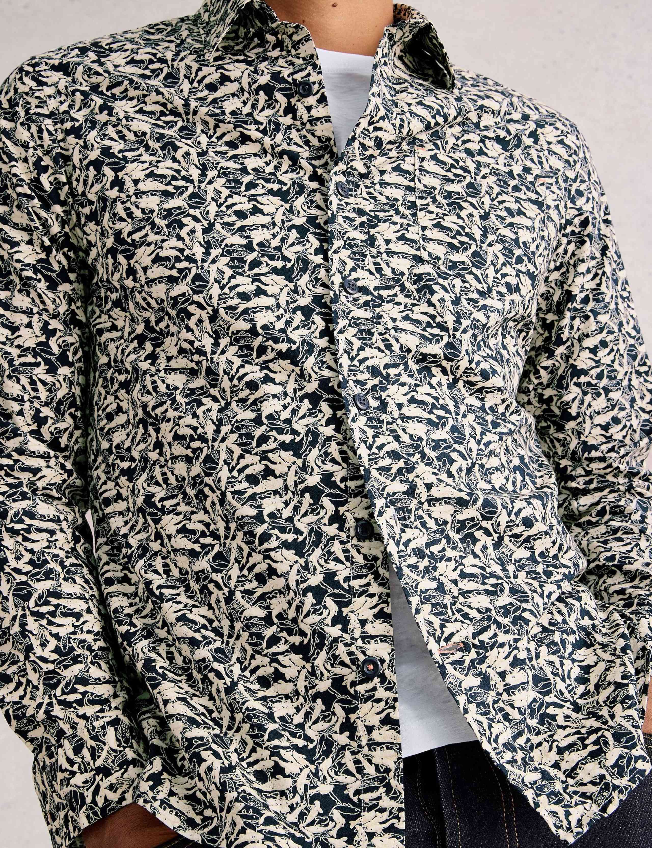 Slim Fit Cotton Rich Fish Print Shirt 4 of 6
