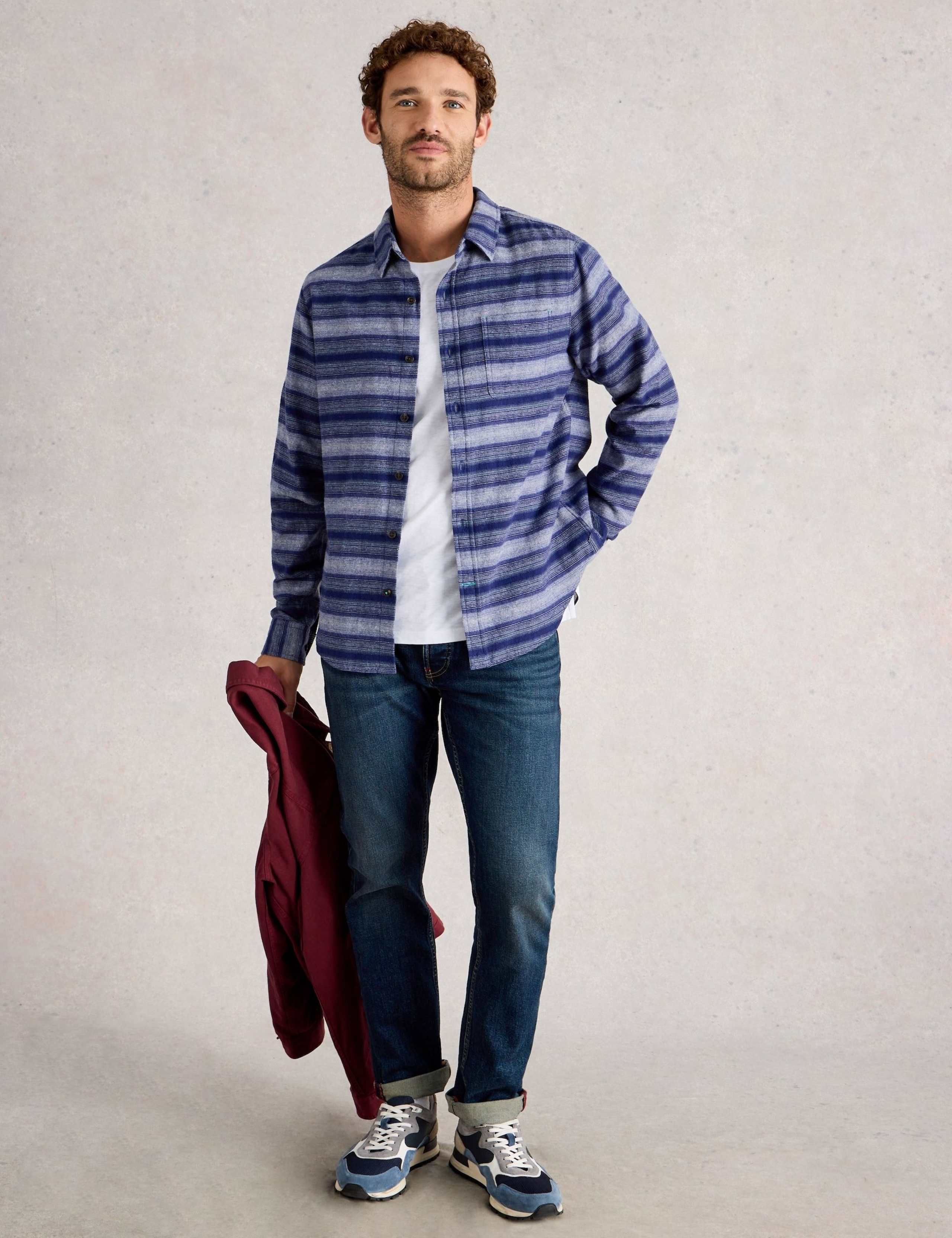 Regular Fit Pure Cotton Striped Overshirt 3 of 6