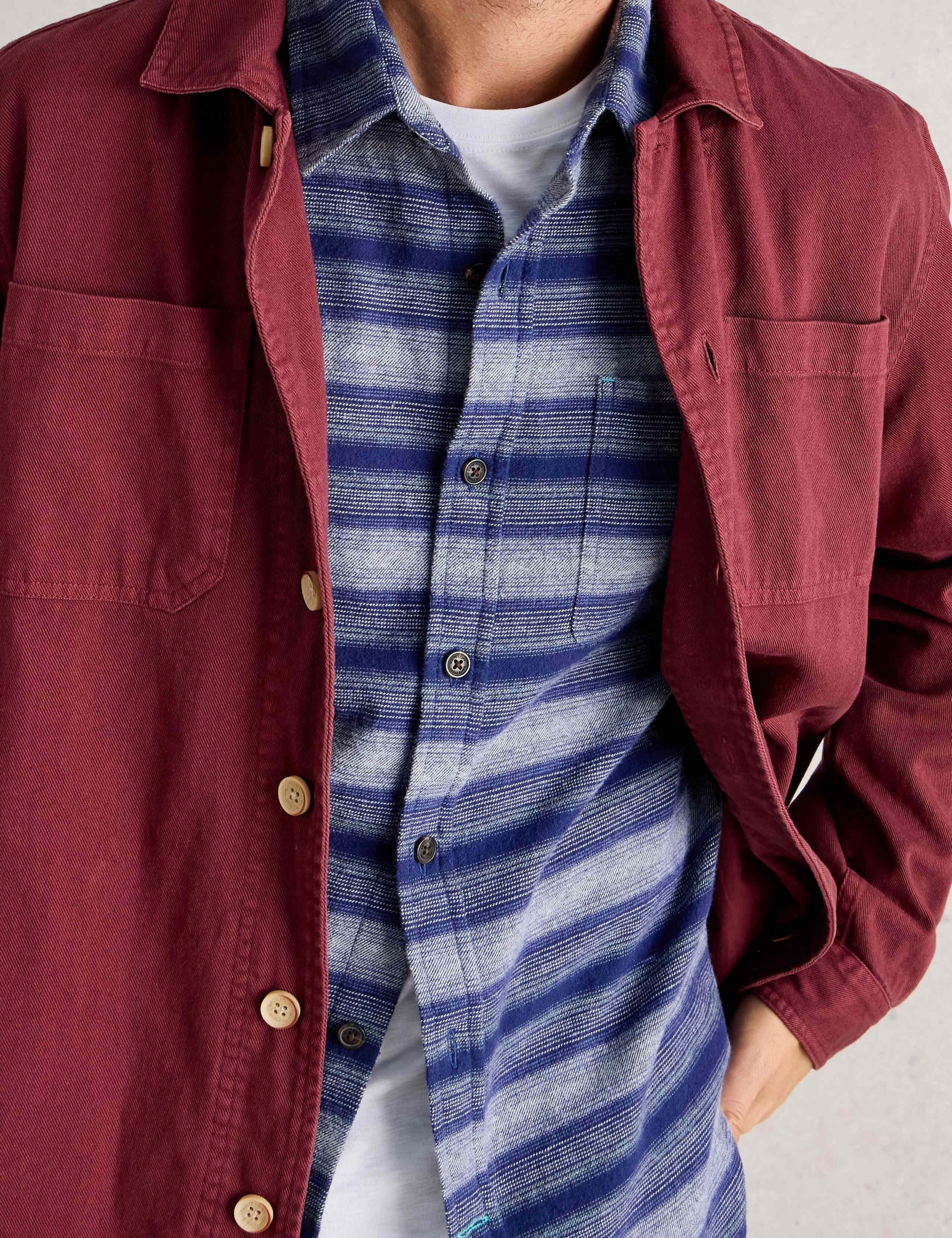 Regular Fit Pure Cotton Striped Overshirt 4 of 6