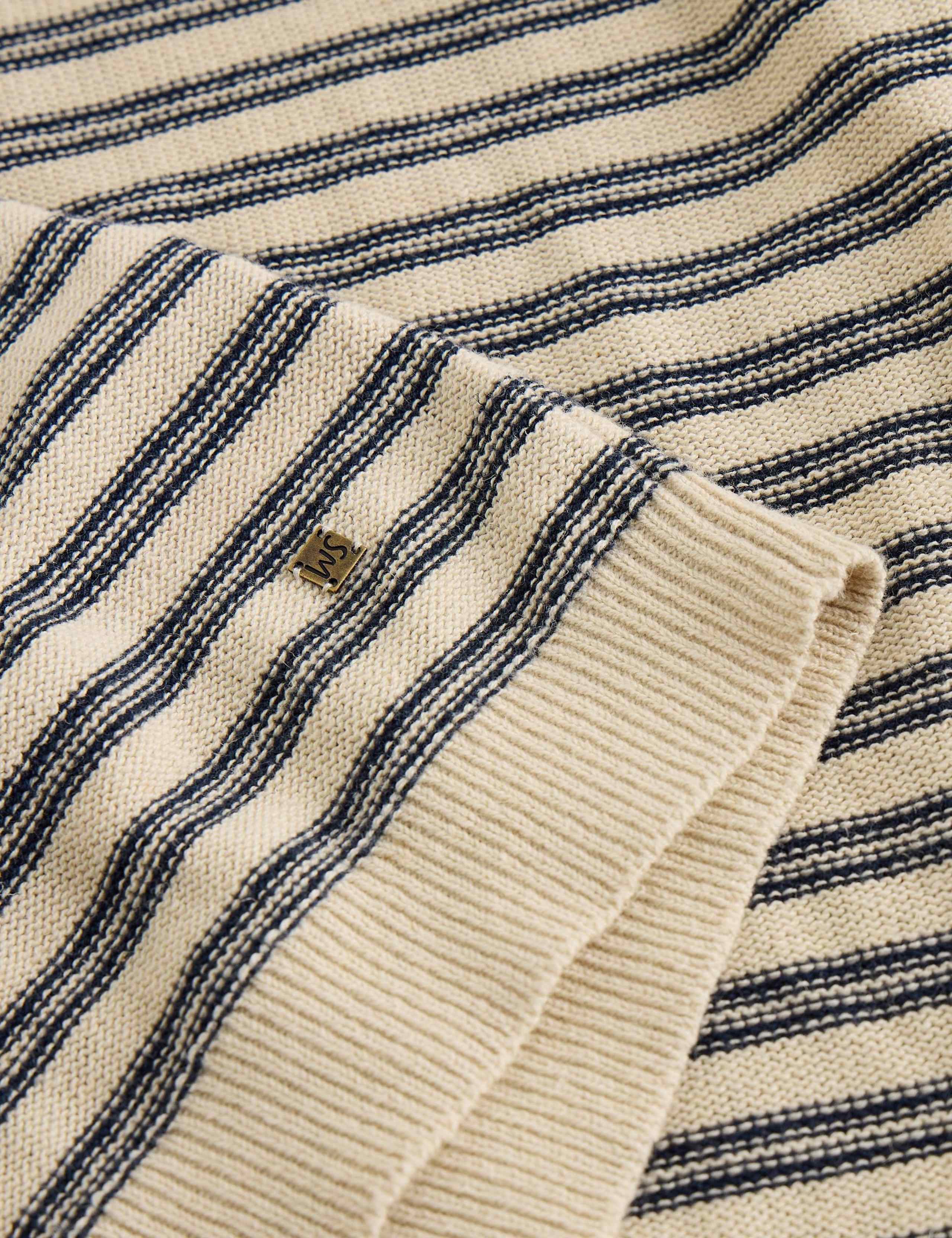 Cotton Linen Blend Striped Knitted Polo Shirt 6 of 6