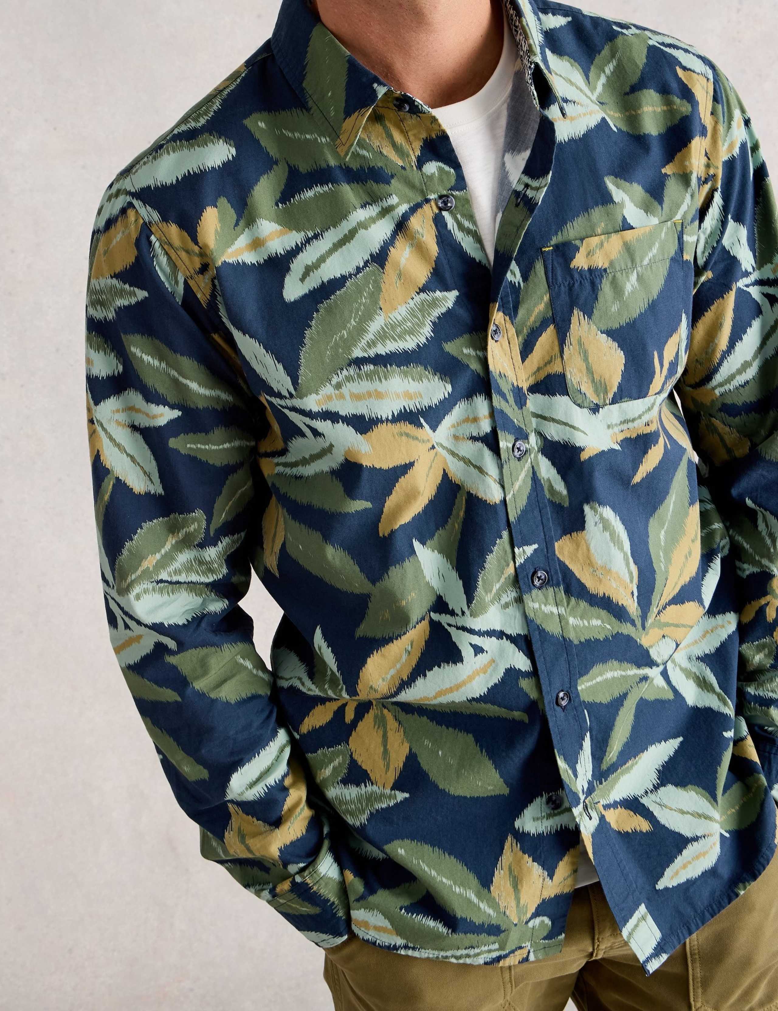 Regular Fit Pure Cotton Leaf Print Shirt 3 of 6