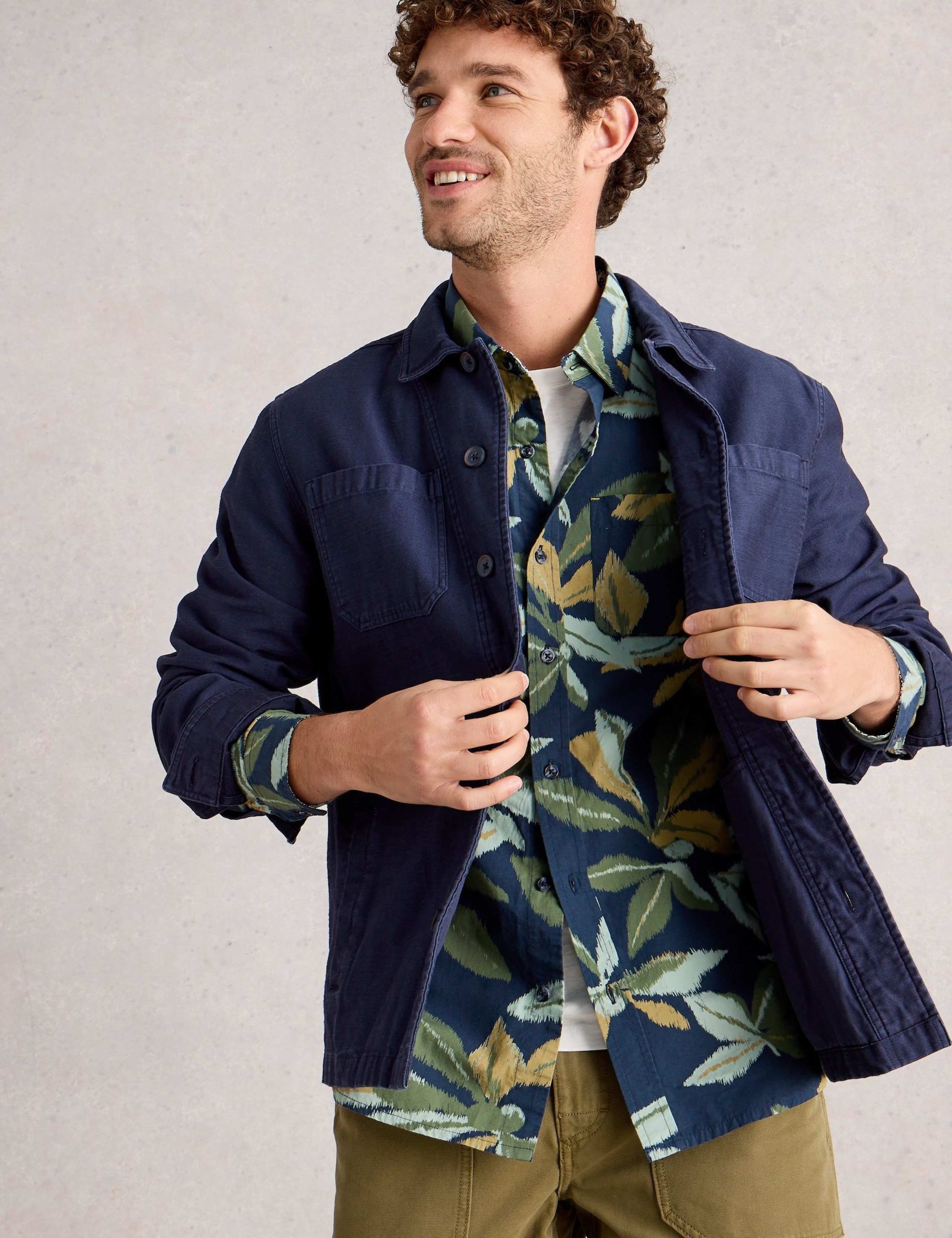 Regular Fit Pure Cotton Leaf Print Shirt 6 of 6