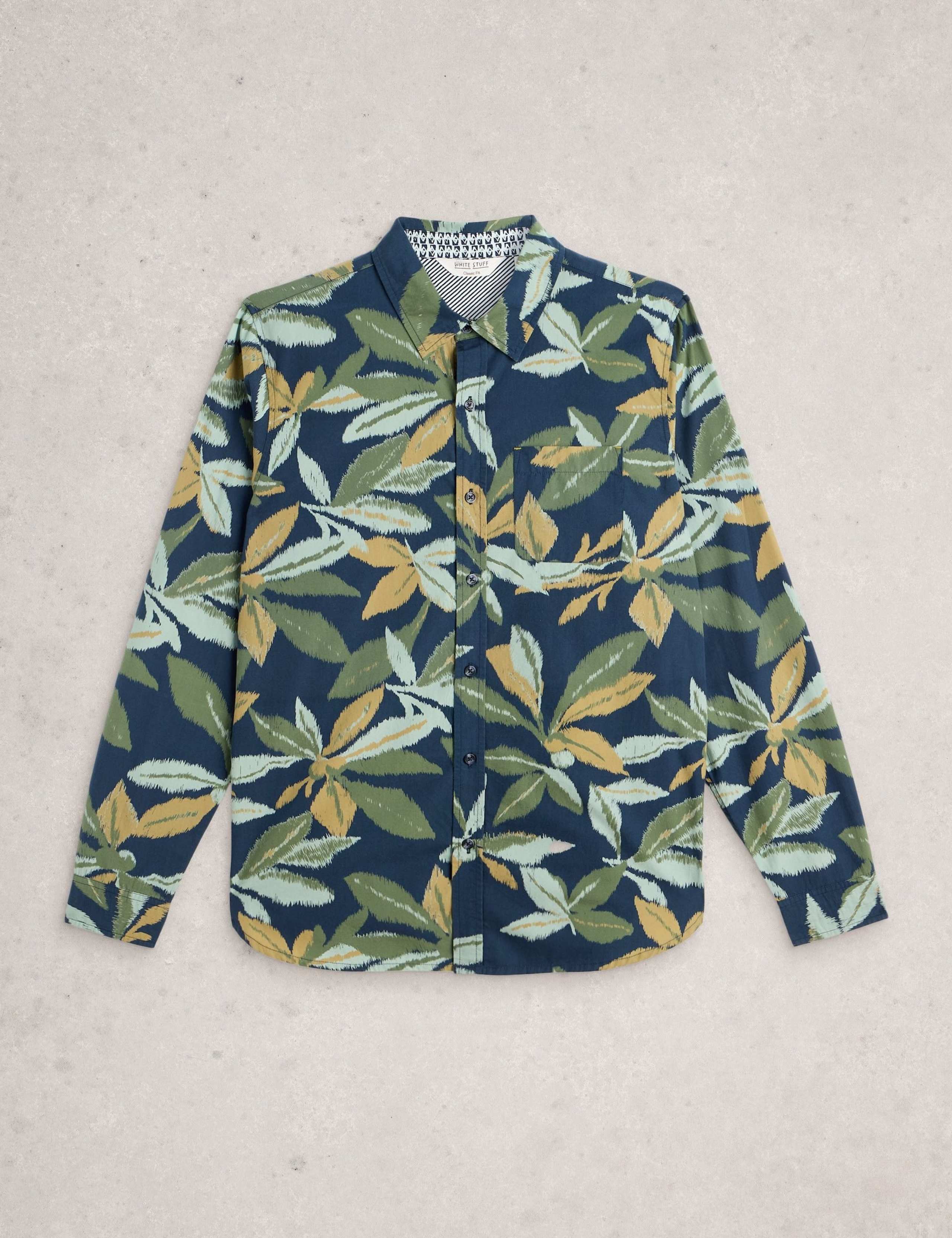 Regular Fit Pure Cotton Leaf Print Shirt 2 of 6