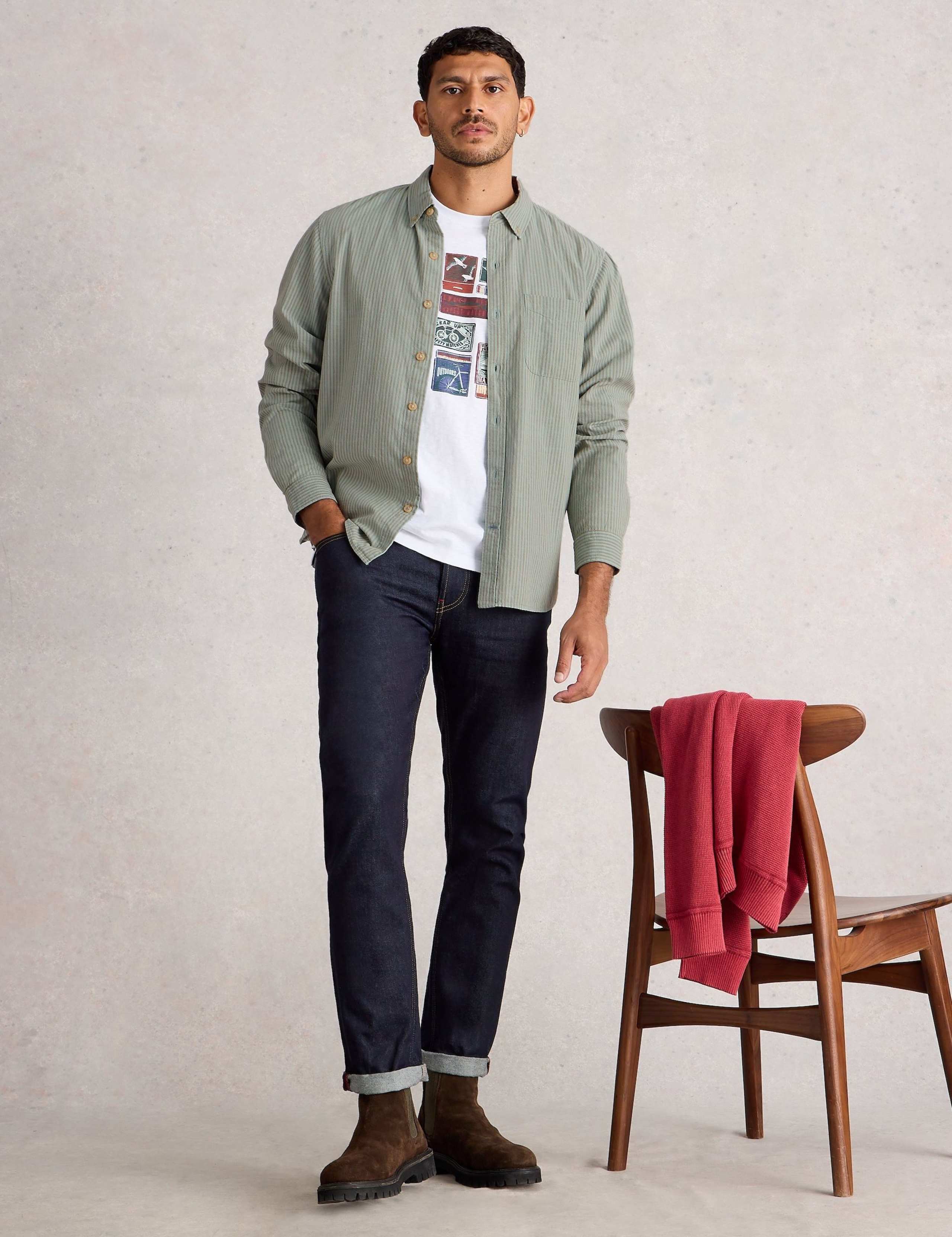 Pure Cotton Striped Oxford Shirt 1 of 6