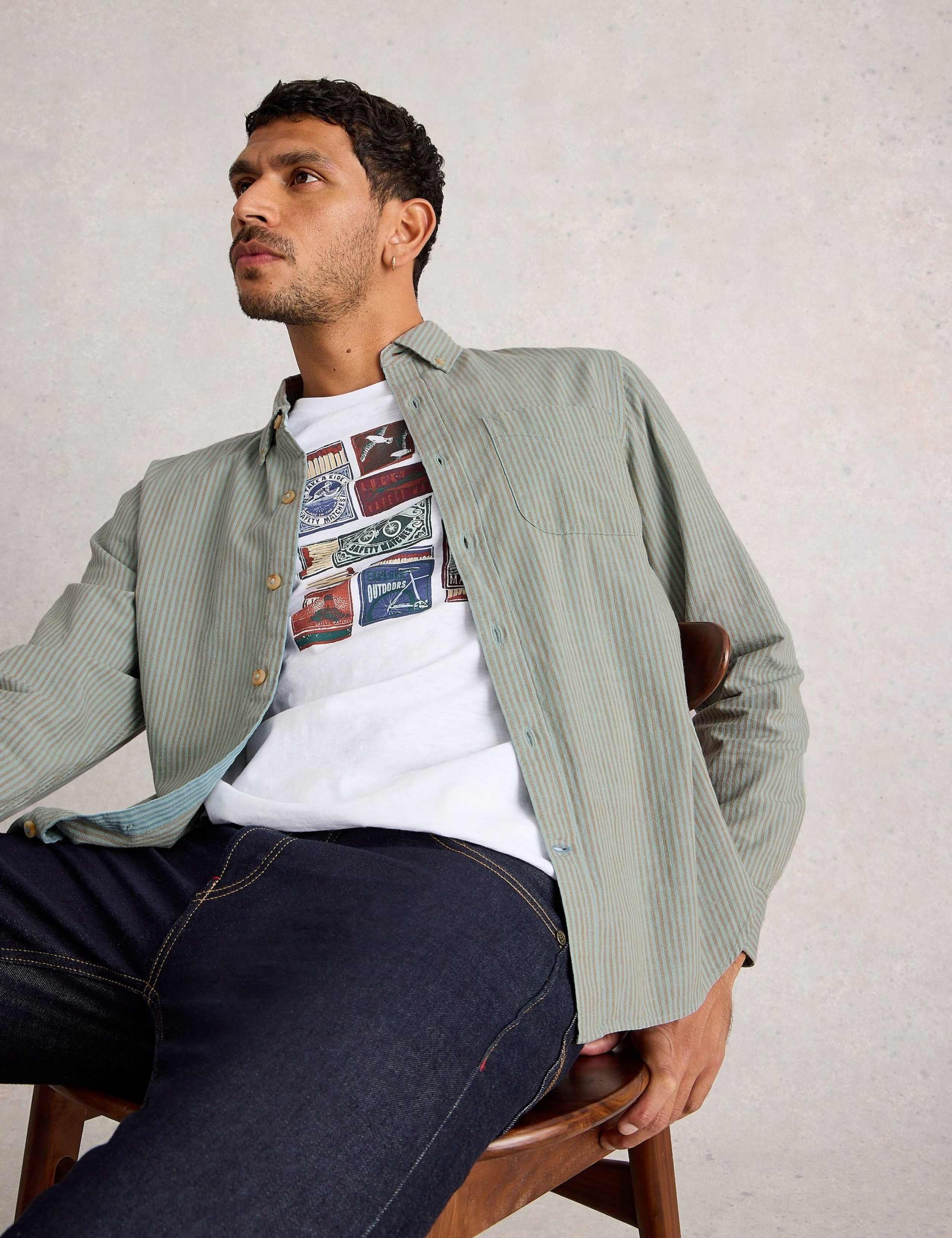 Pure Cotton Striped Oxford Shirt 3 of 6