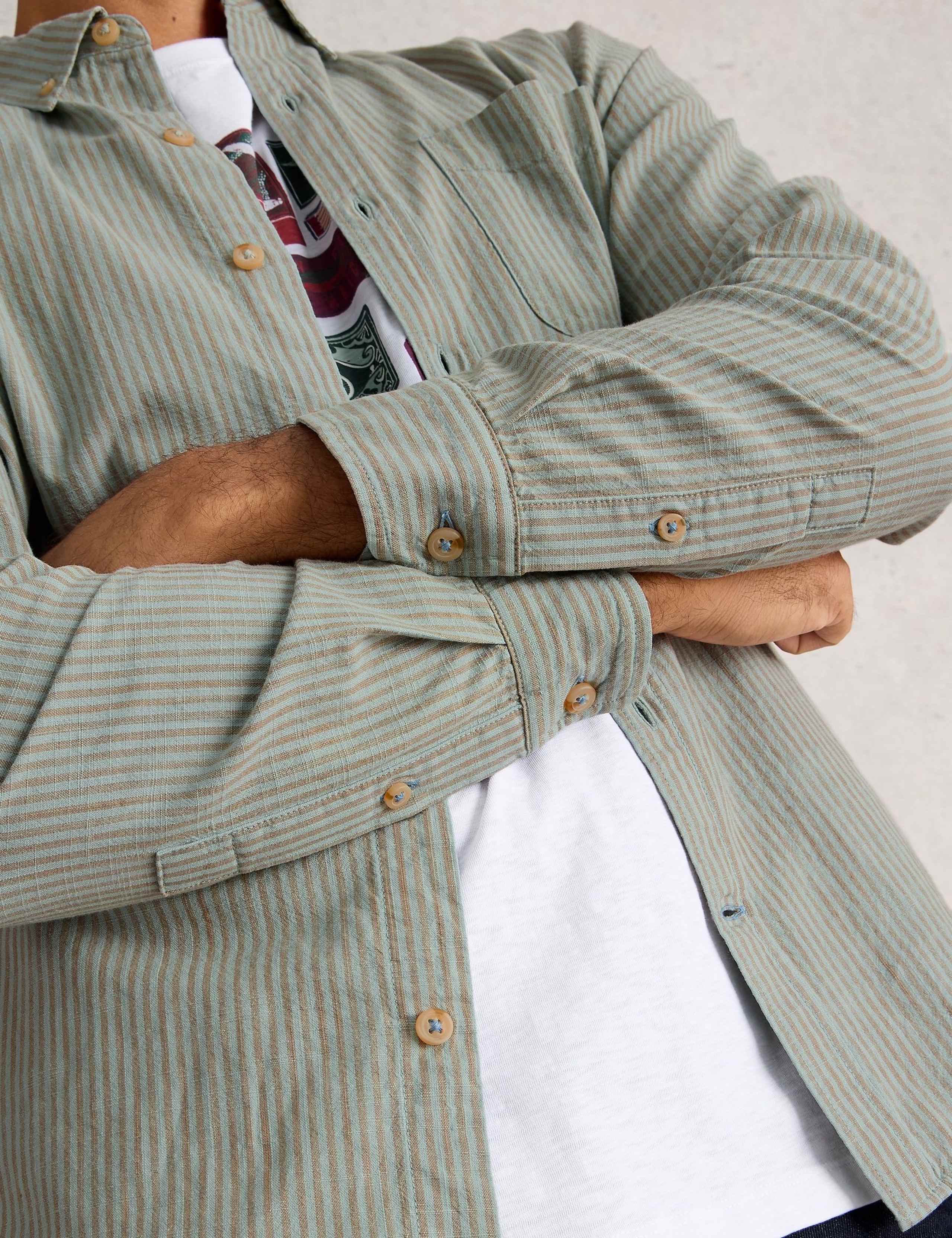 Regular Fit Pure Cotton Striped Oxford Shirt 5 of 6