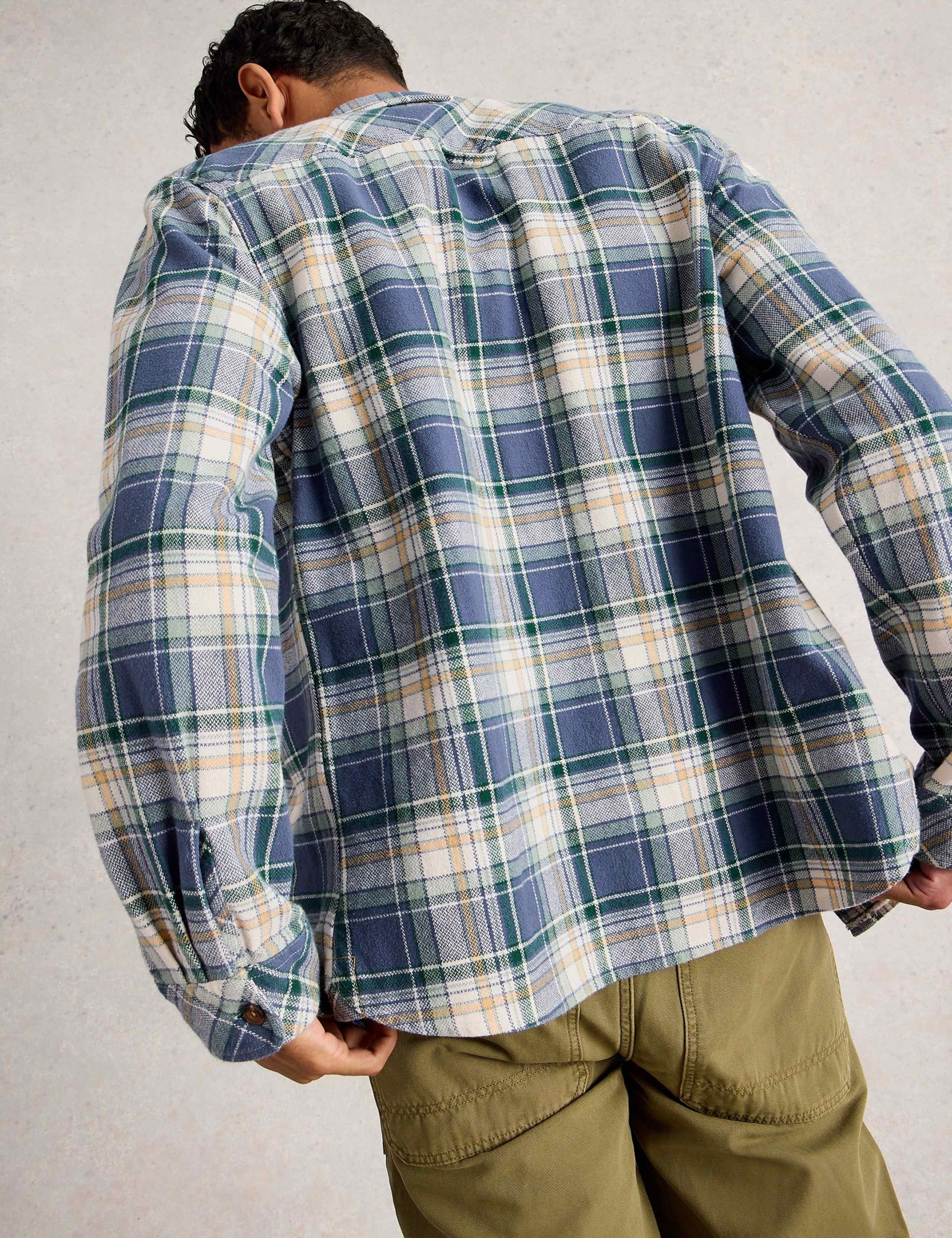 Regular Fit Pure Cotton Checked Overshirt 3 of 6