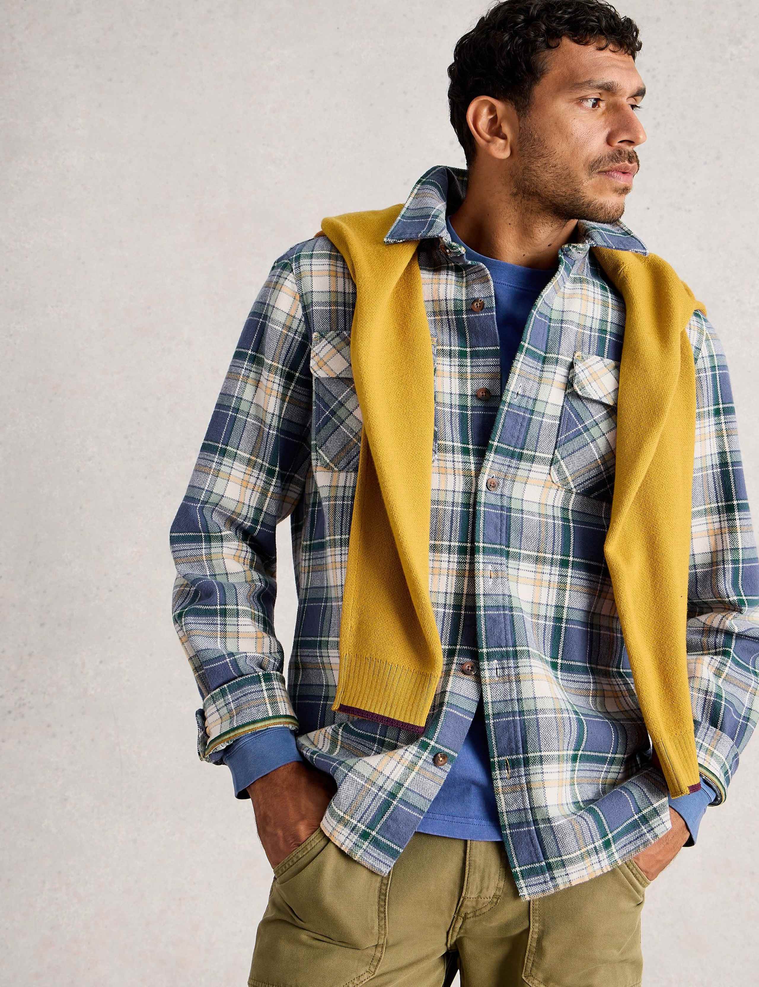 Regular Fit Pure Cotton Checked Overshirt 4 of 6