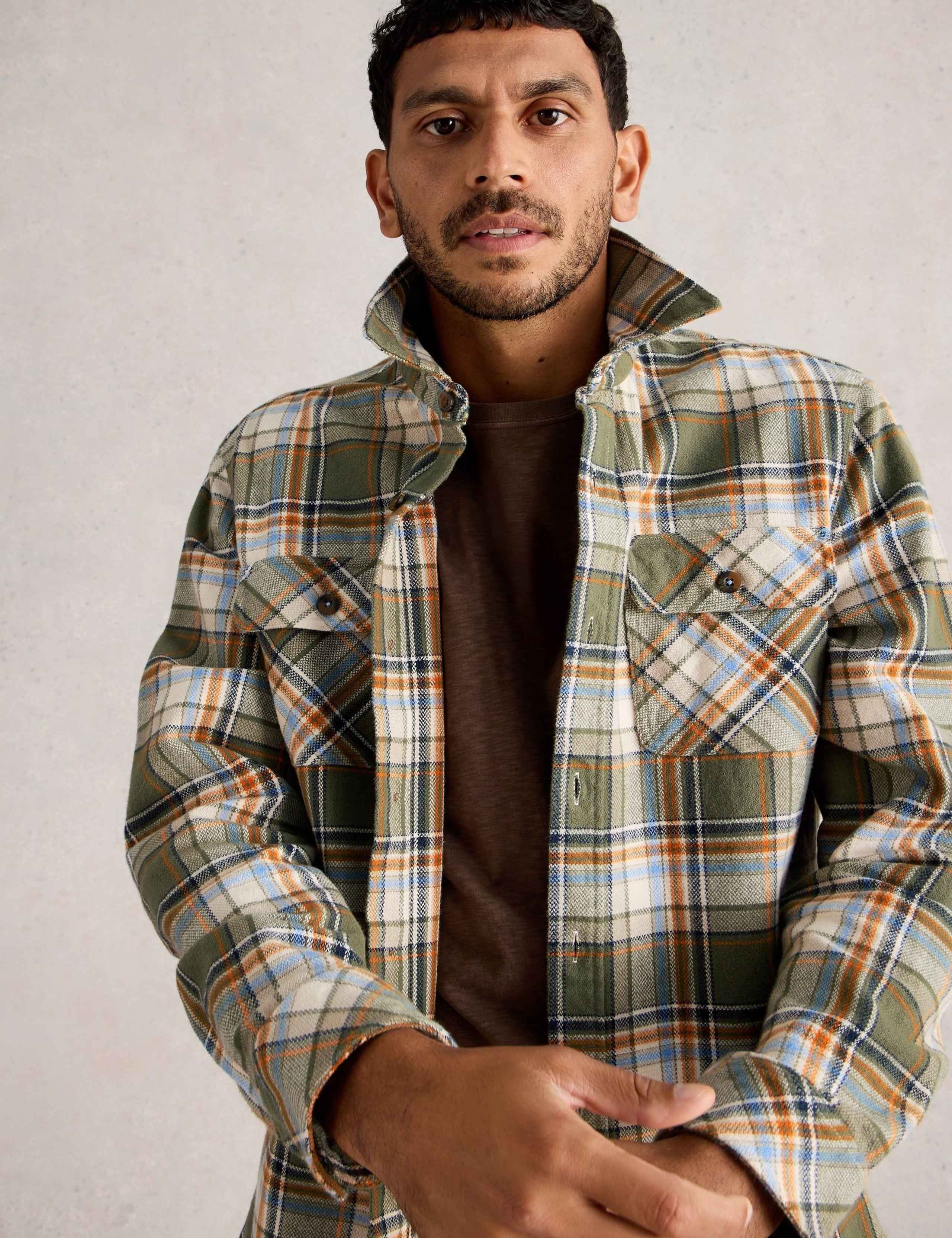 Regular Fit Pure Cotton Checked Overshirt 2 of 6