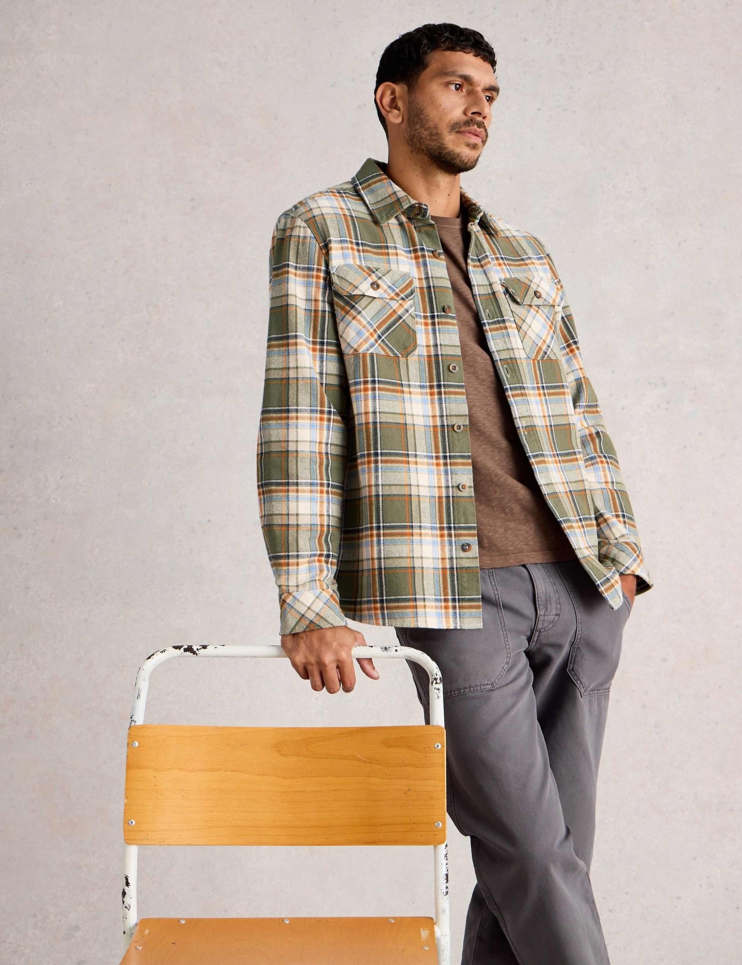 Regular Fit Pure Cotton Checked Overshirt 4 of 6
