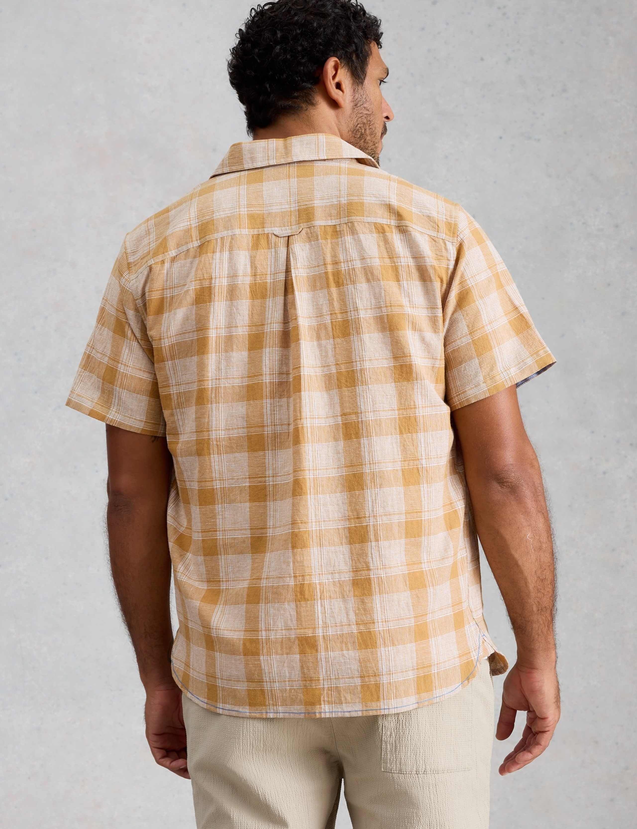 Linen Cotton Blend Check Short Sleeve Shirt 3 of 6